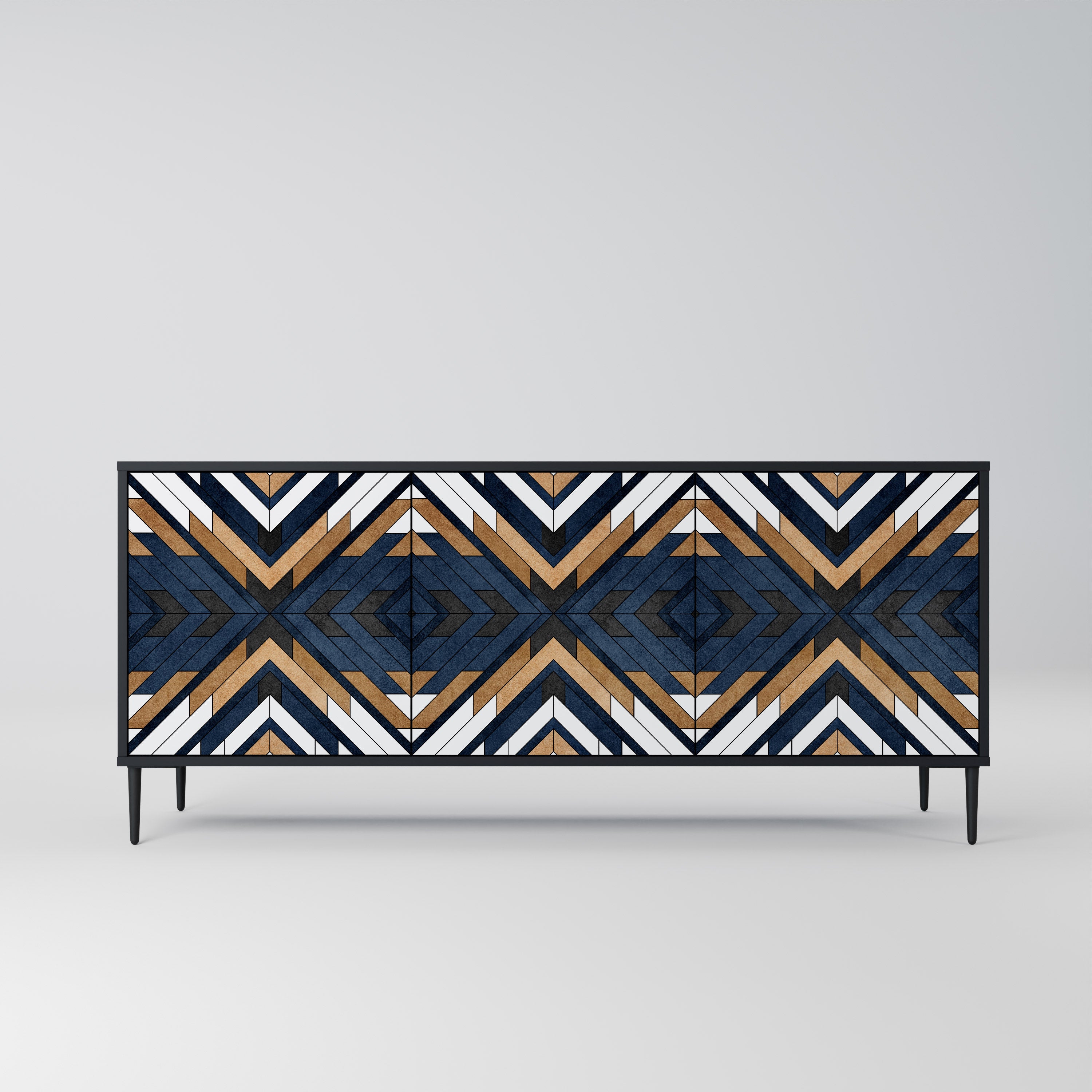 ARTFUL GEOMETRY 3-Door Sideboard in Black Finish