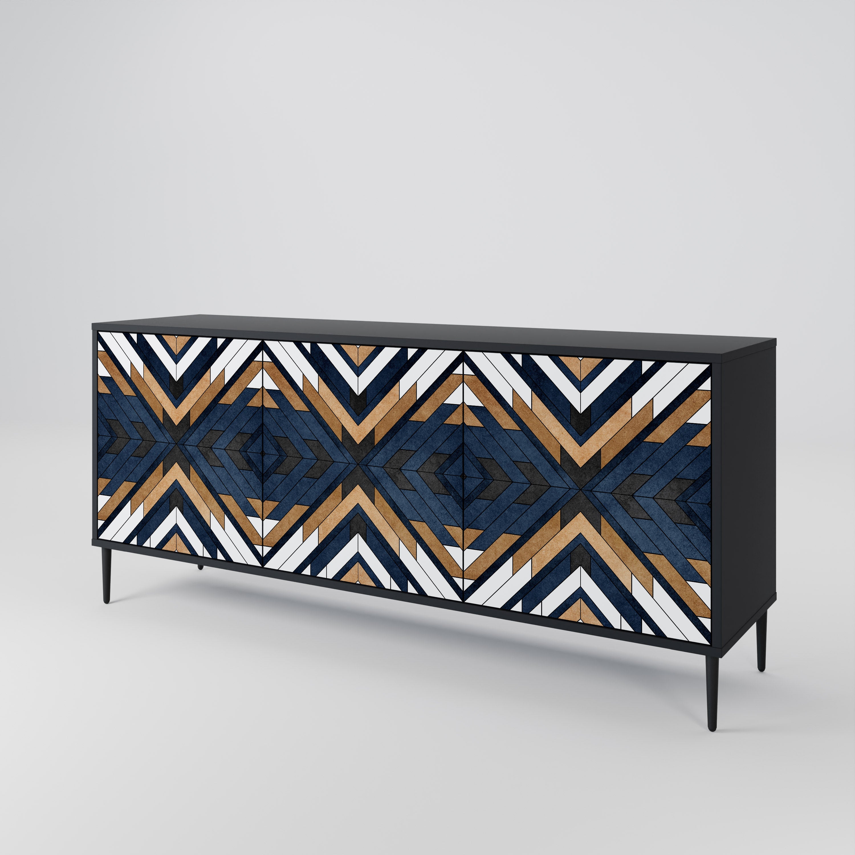 ARTFUL GEOMETRY 3-Door Sideboard in Black Finish