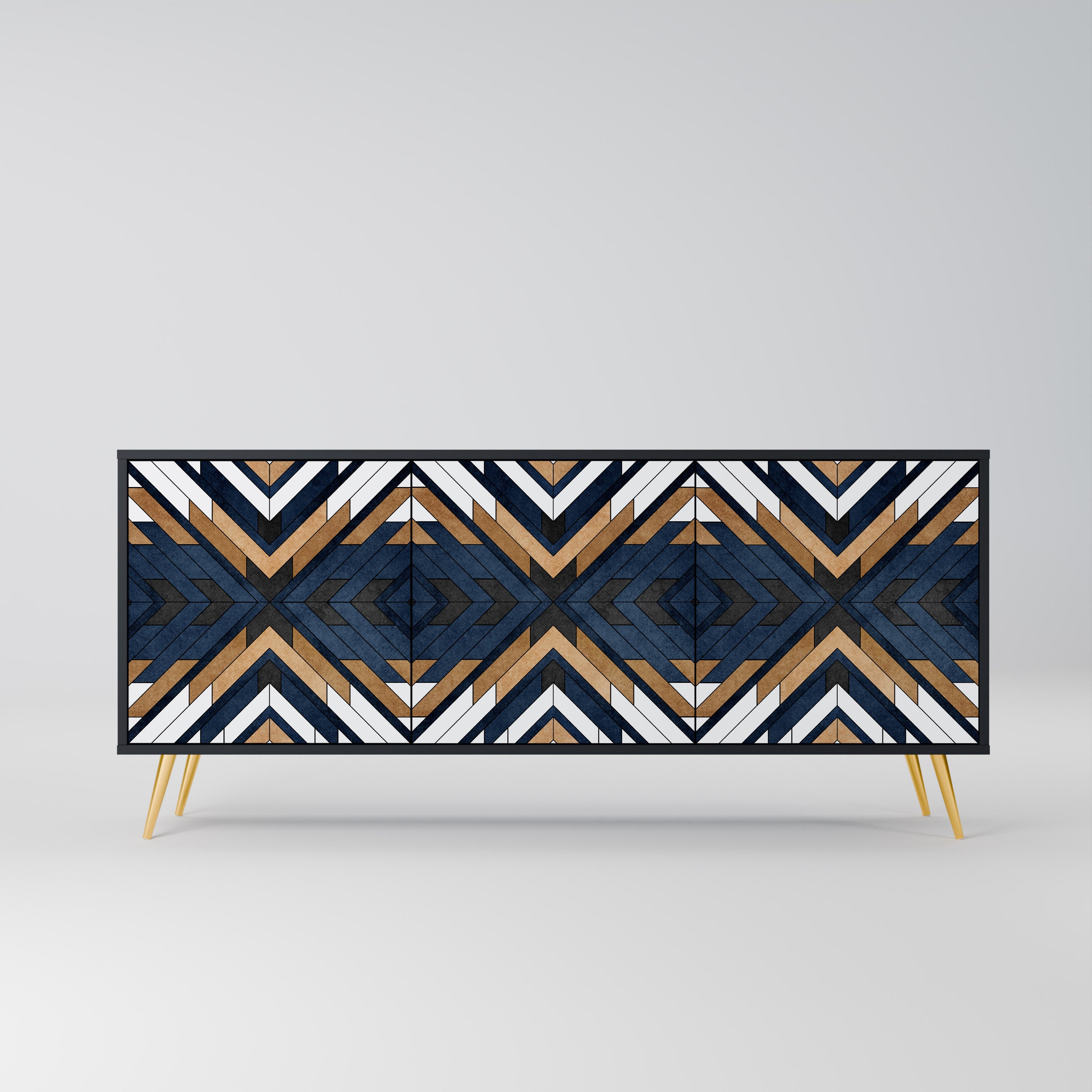 ARTFUL GEOMETRY 3-Door Sideboard in Black Finish
