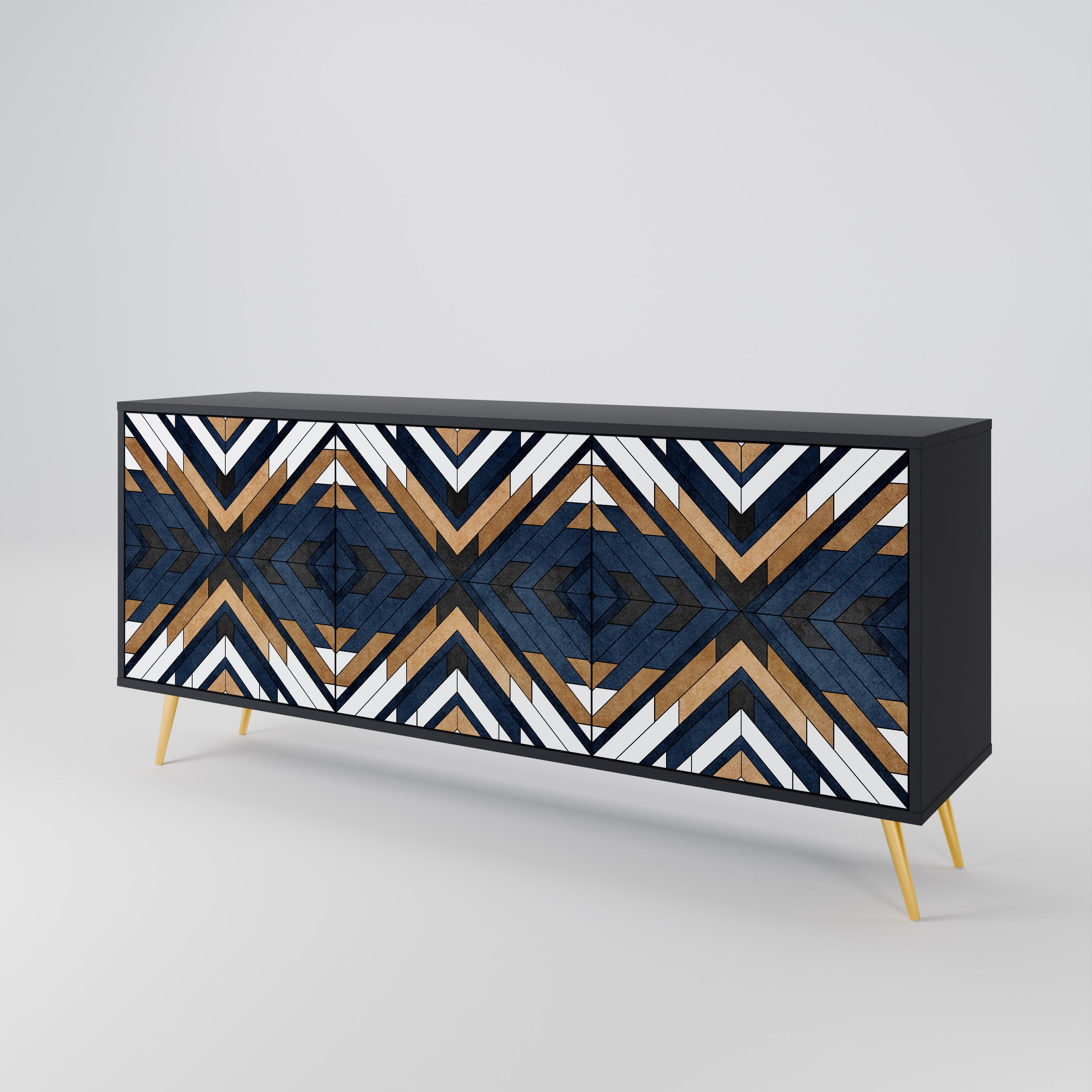 ARTFUL GEOMETRY 3-Door Sideboard in Black Finish