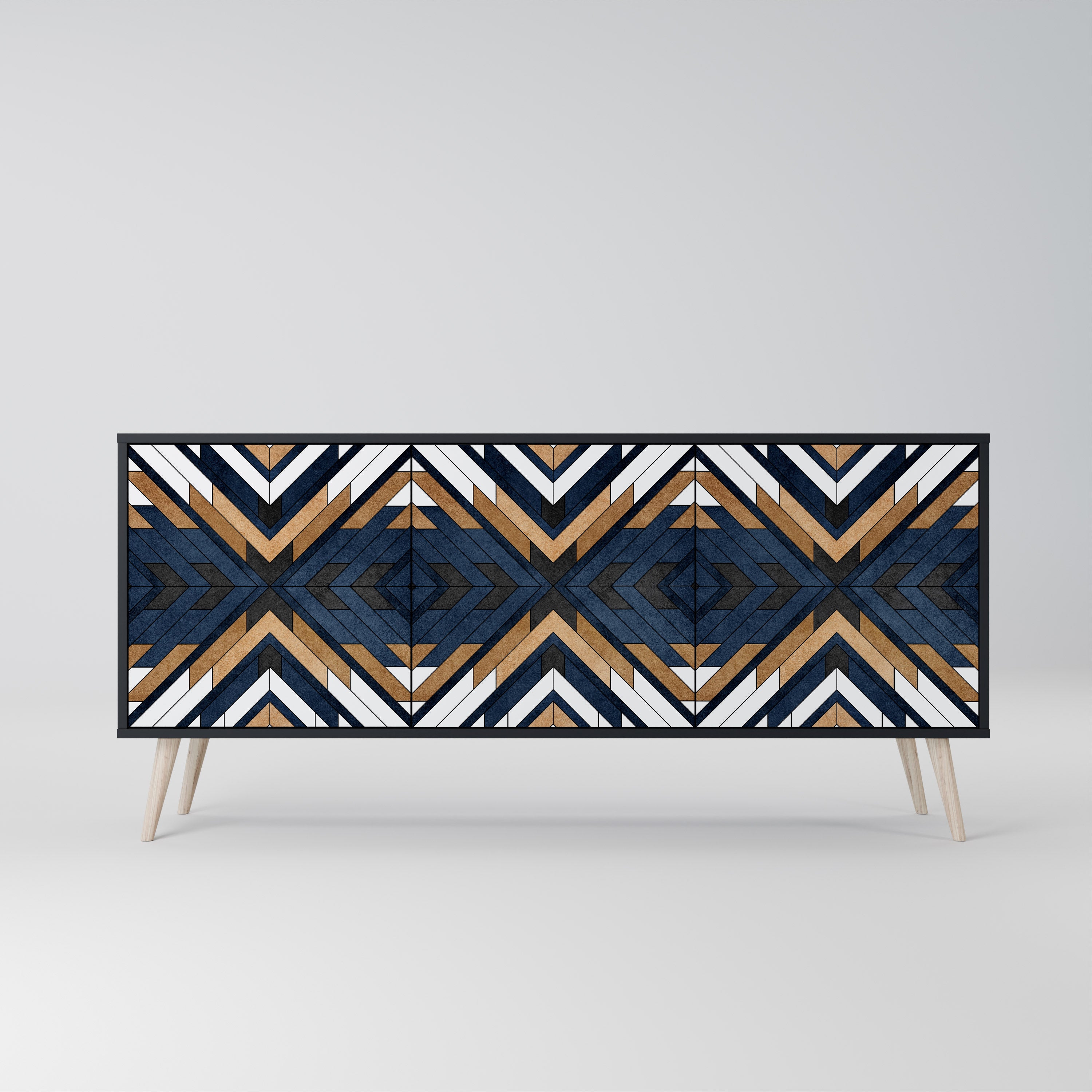 ARTFUL GEOMETRY 3-Door Sideboard in Black Finish
