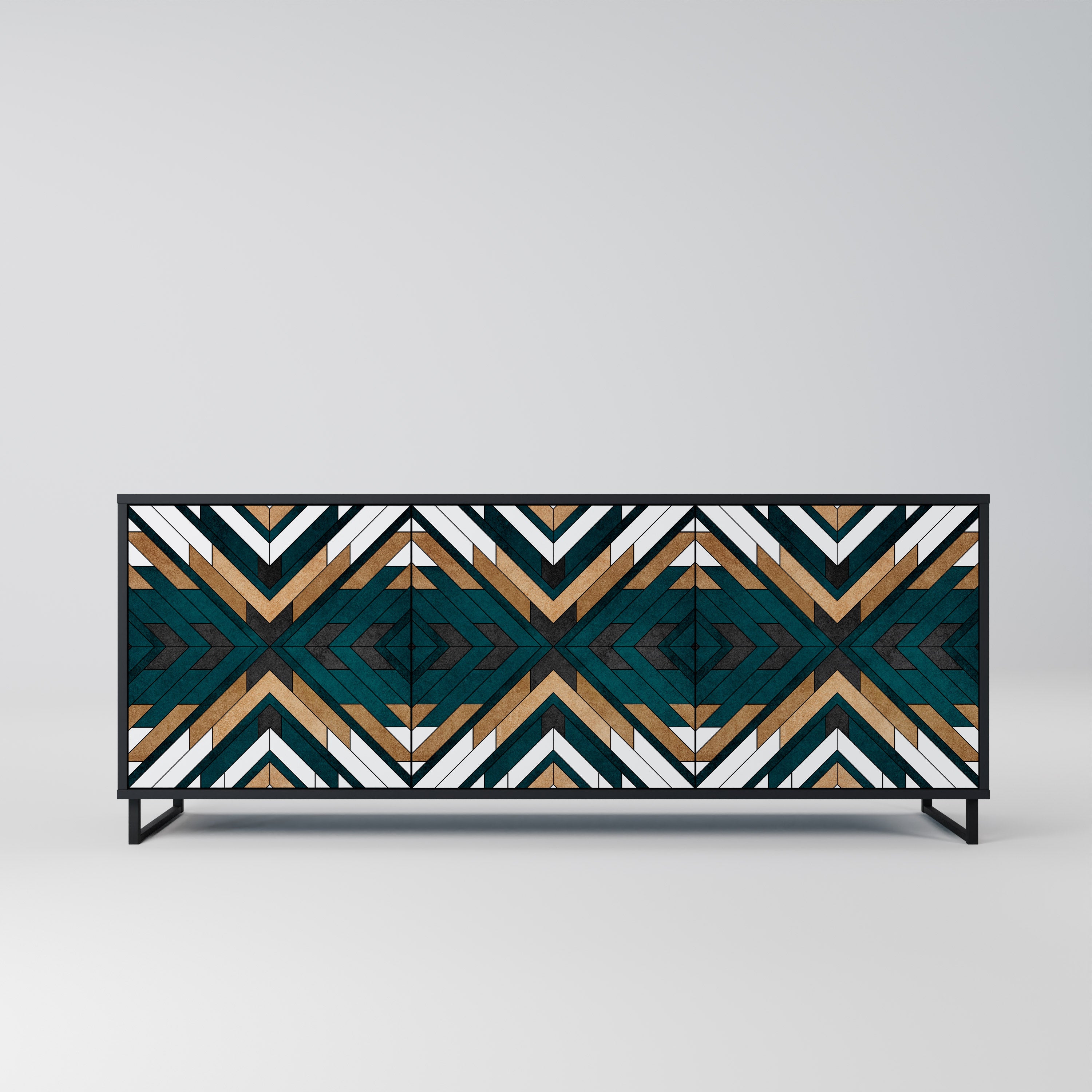 ARTISTIC GEOMETRY 3-Door Sideboard in Black Finish