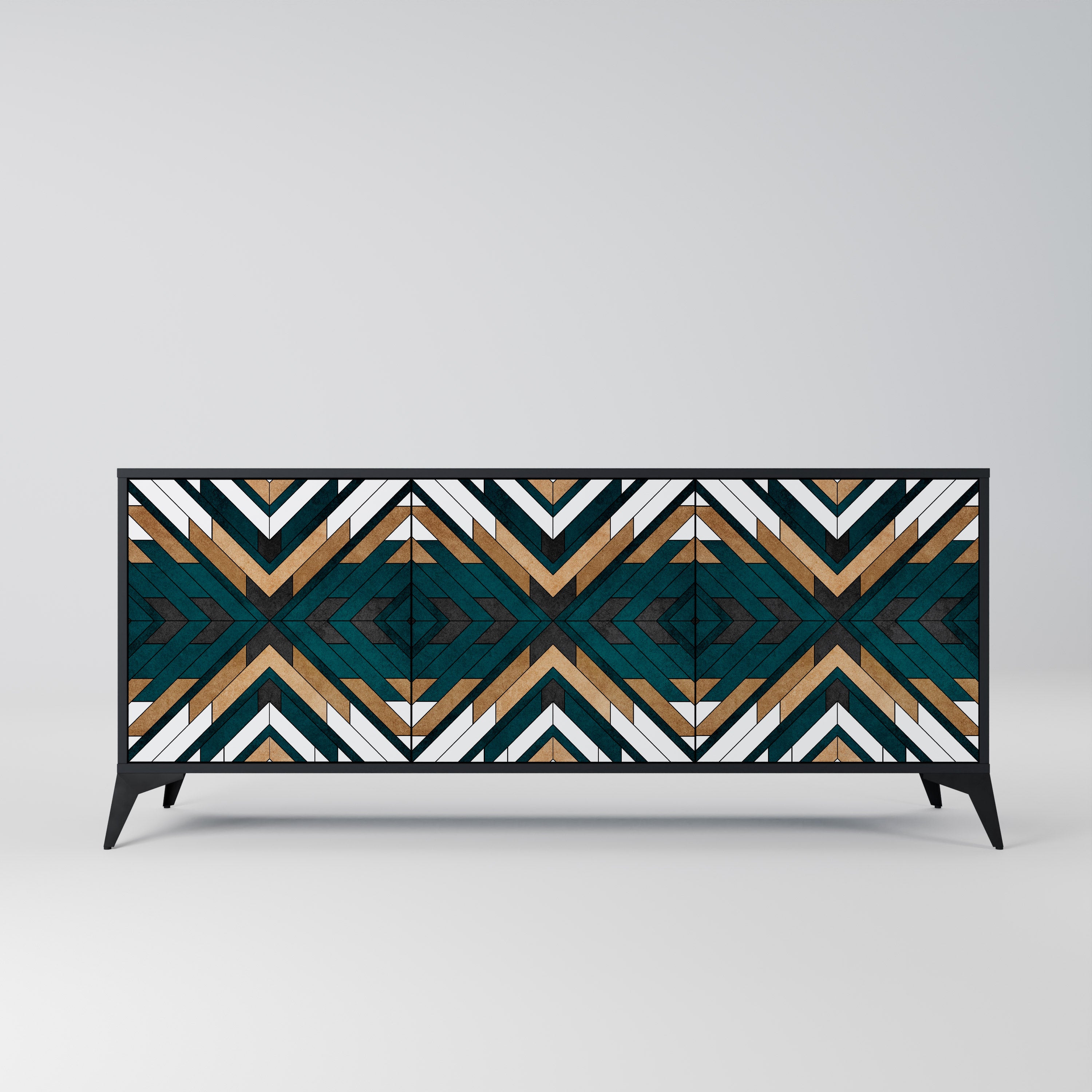 ARTISTIC GEOMETRY 3-Door Sideboard in Black Finish