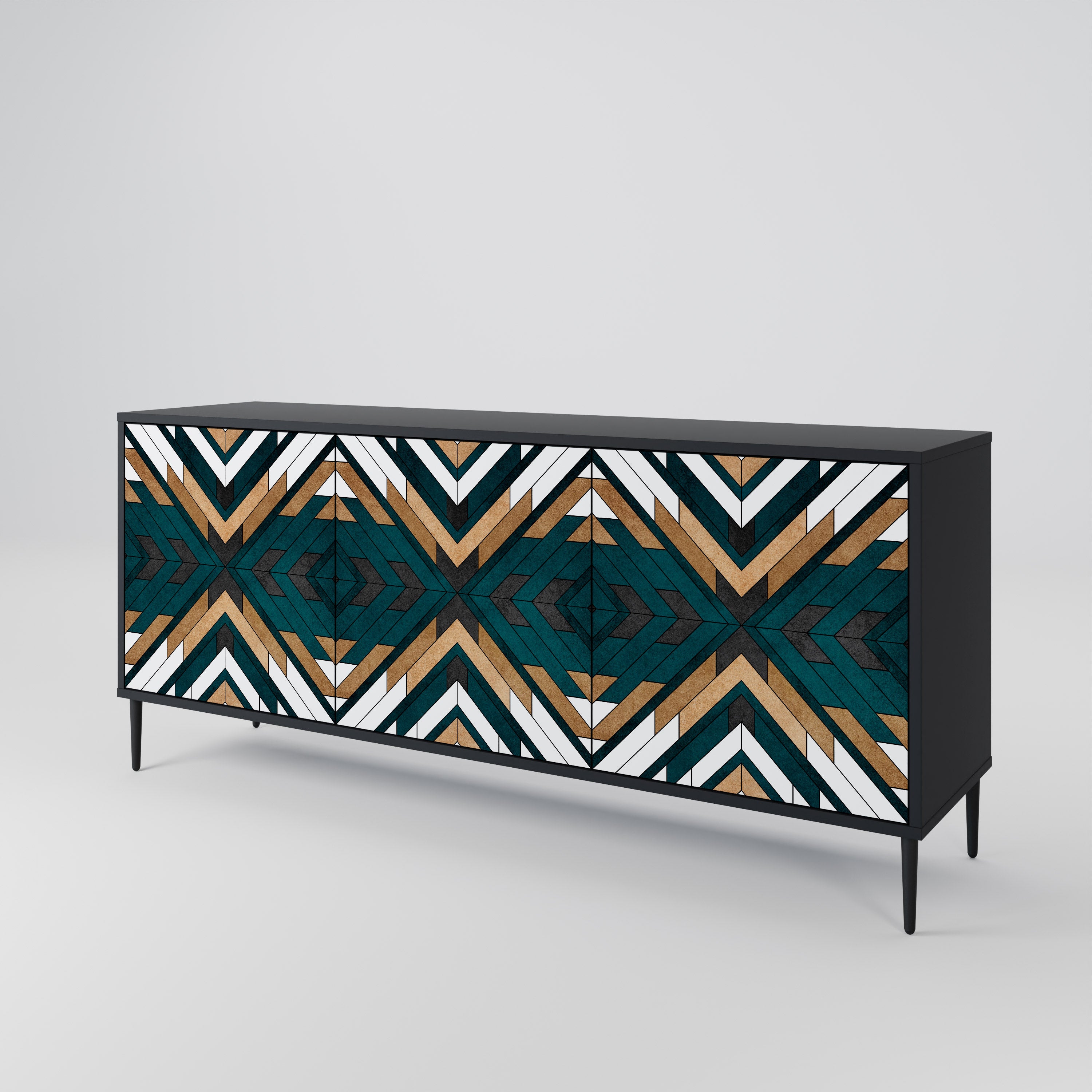 ARTISTIC GEOMETRY 3-Door Sideboard in Black Finish