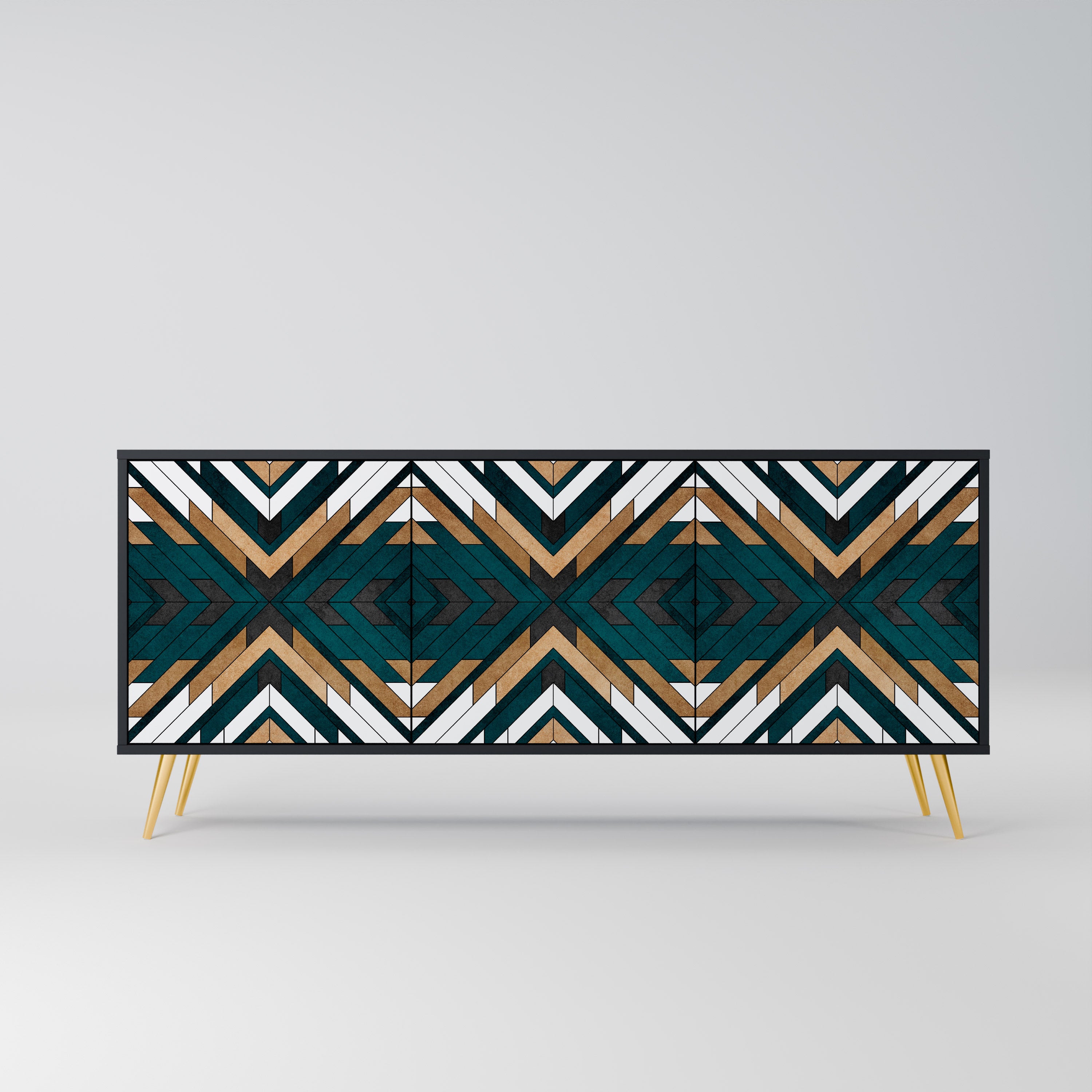 ARTISTIC GEOMETRY 3-Door Sideboard in Black Finish