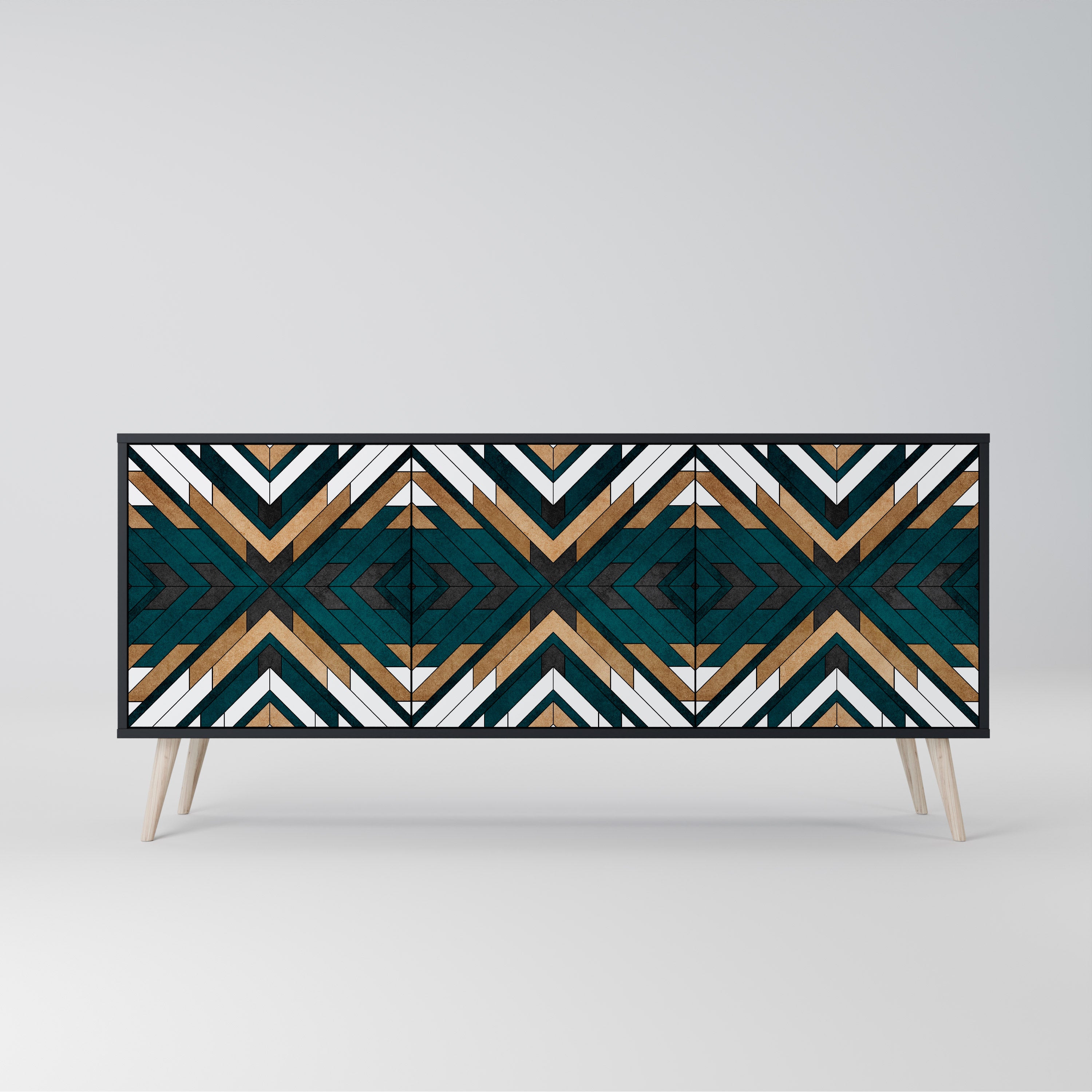 ARTISTIC GEOMETRY 3-Door Sideboard in Black Finish