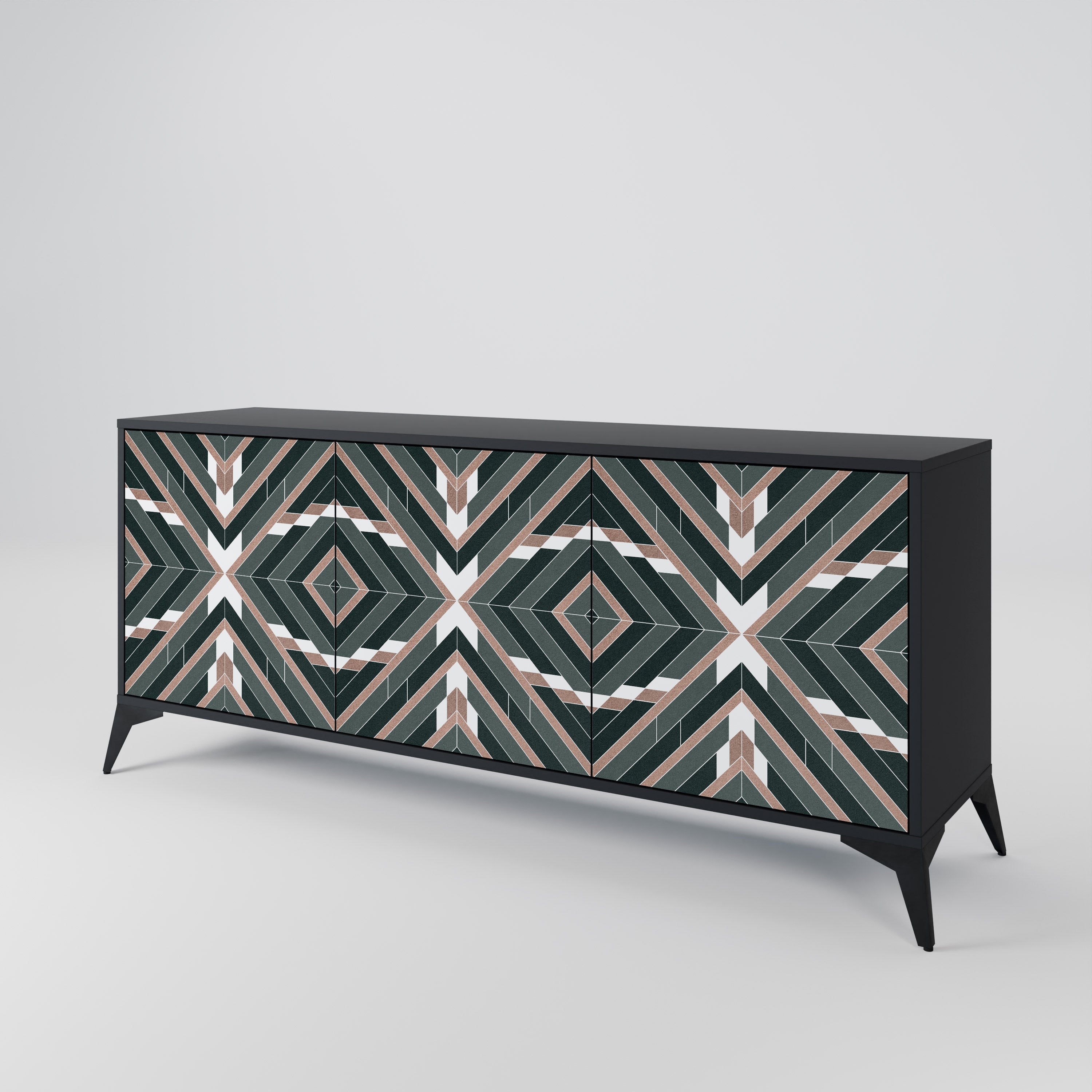 DIMENSION DELIGHTS 3-Door Sideboard in Black Finish