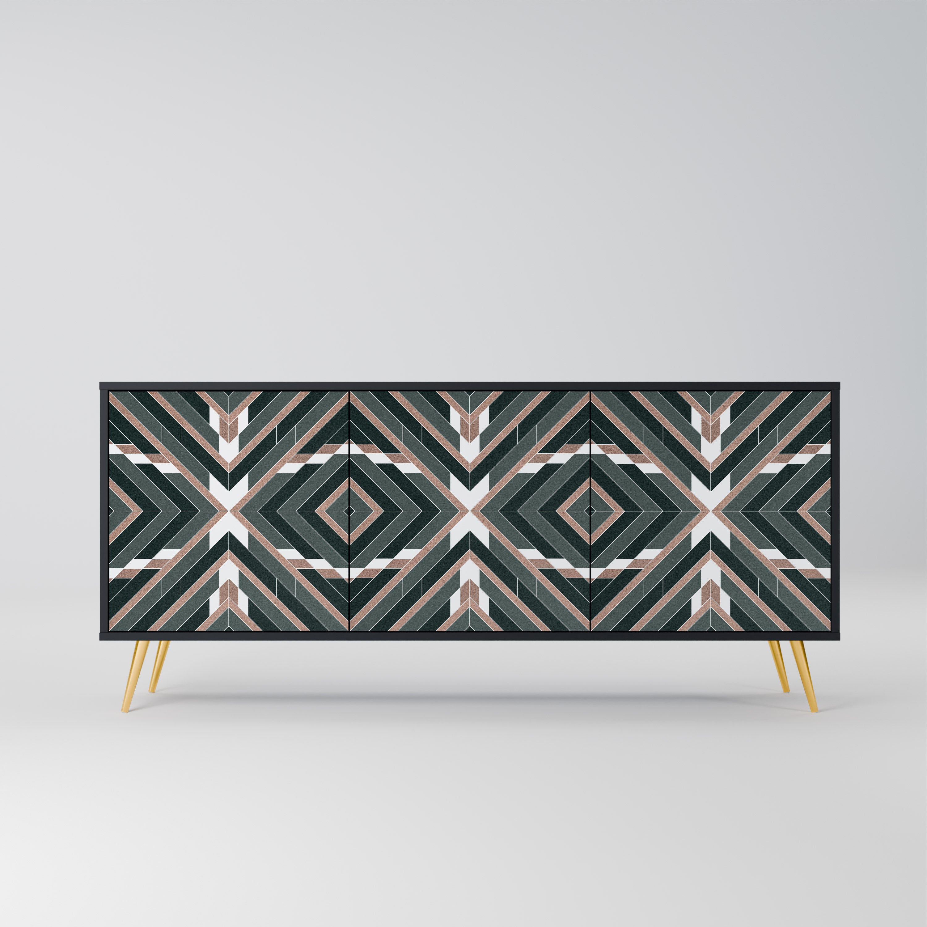 DIMENSION DELIGHTS 3-Door Sideboard in Black Finish