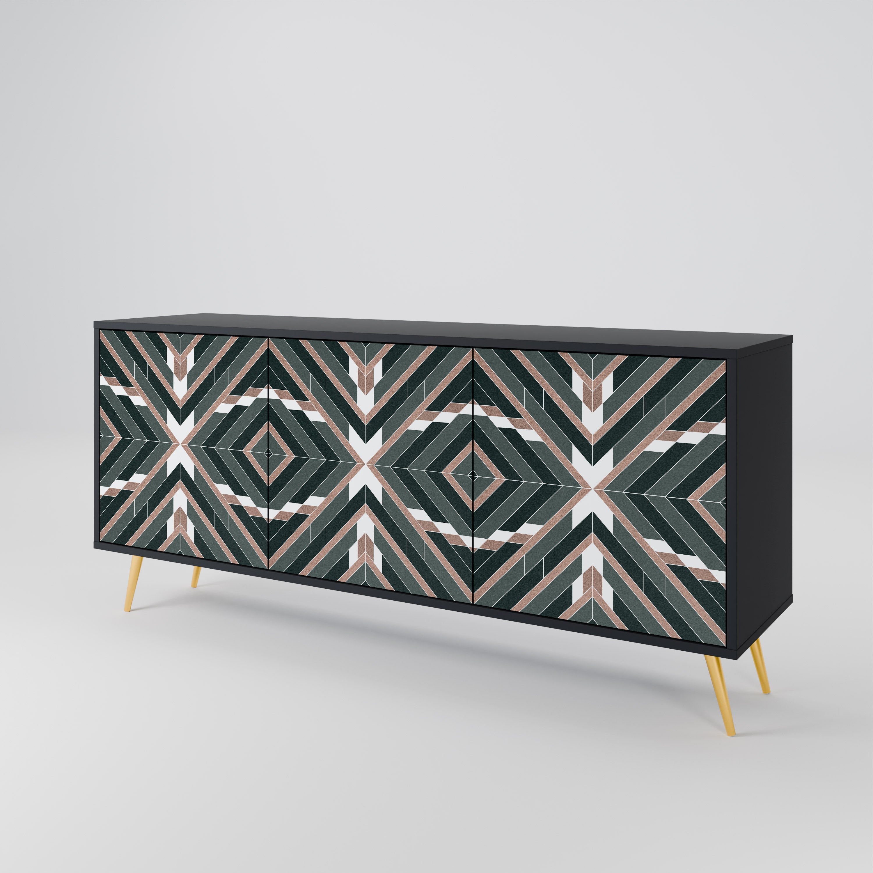 DIMENSION DELIGHTS 3-Door Sideboard in Black Finish
