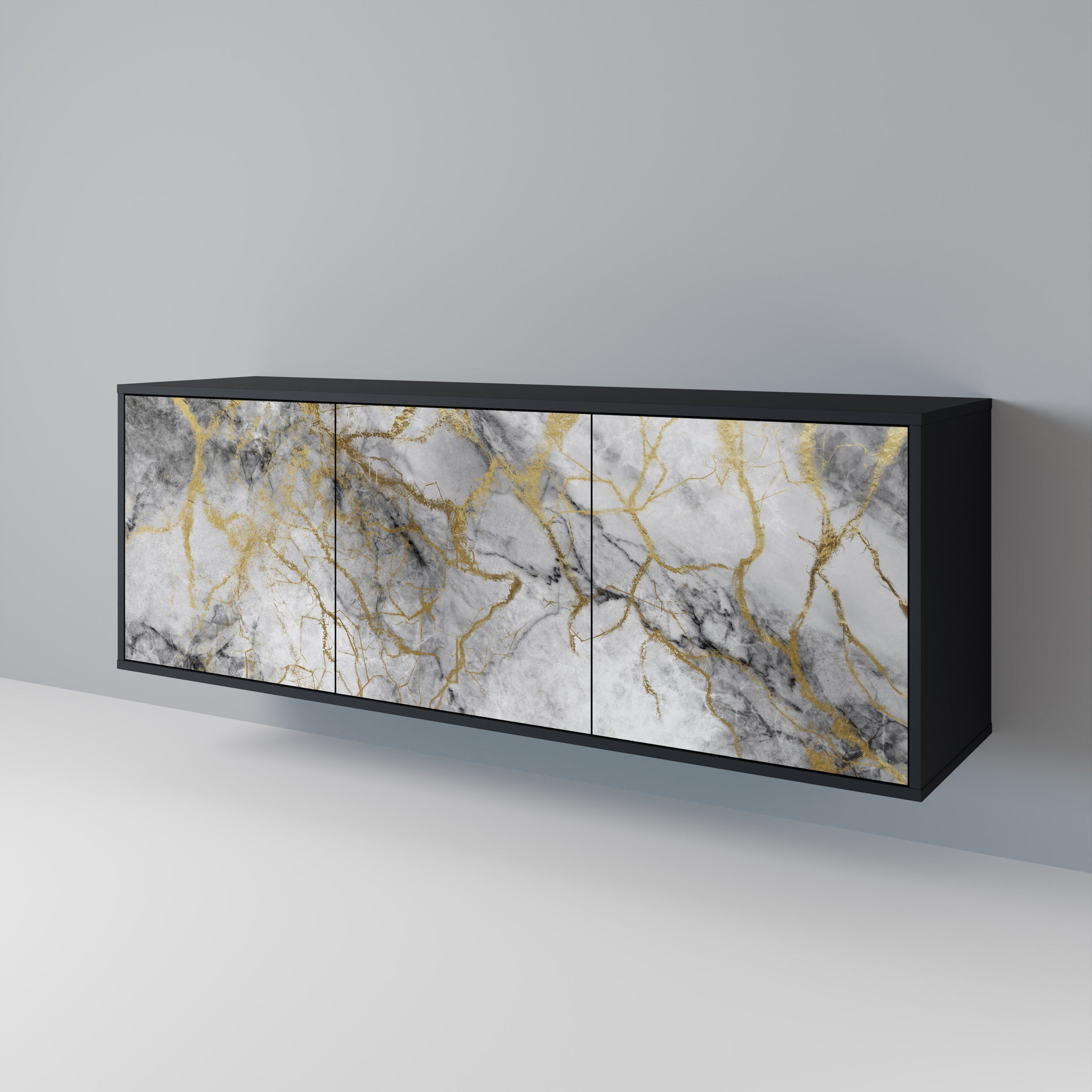 TIMELESS GLIDE 3-Door Sideboard in Black Finish