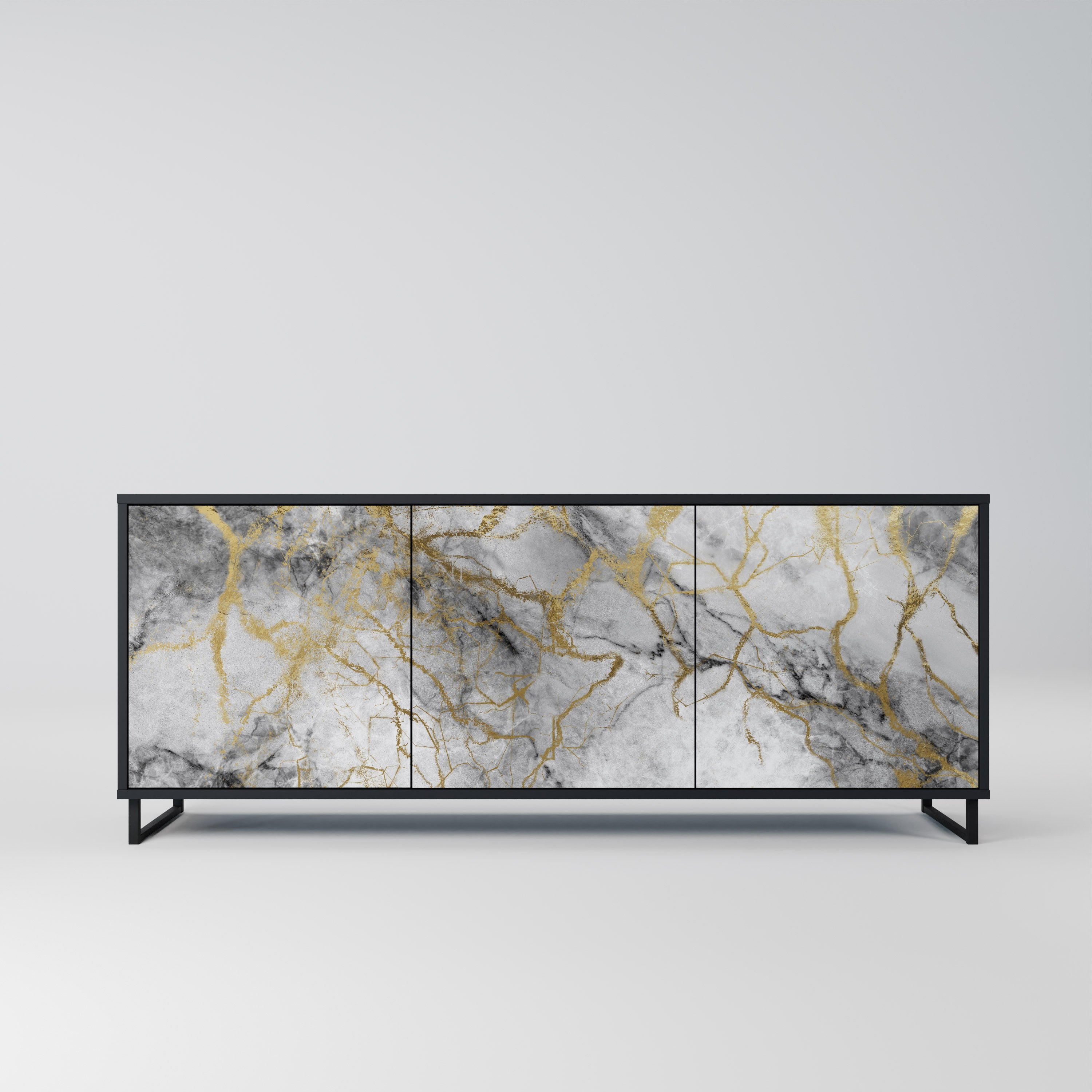 TIMELESS GLIDE 3-Door Sideboard in Black Finish