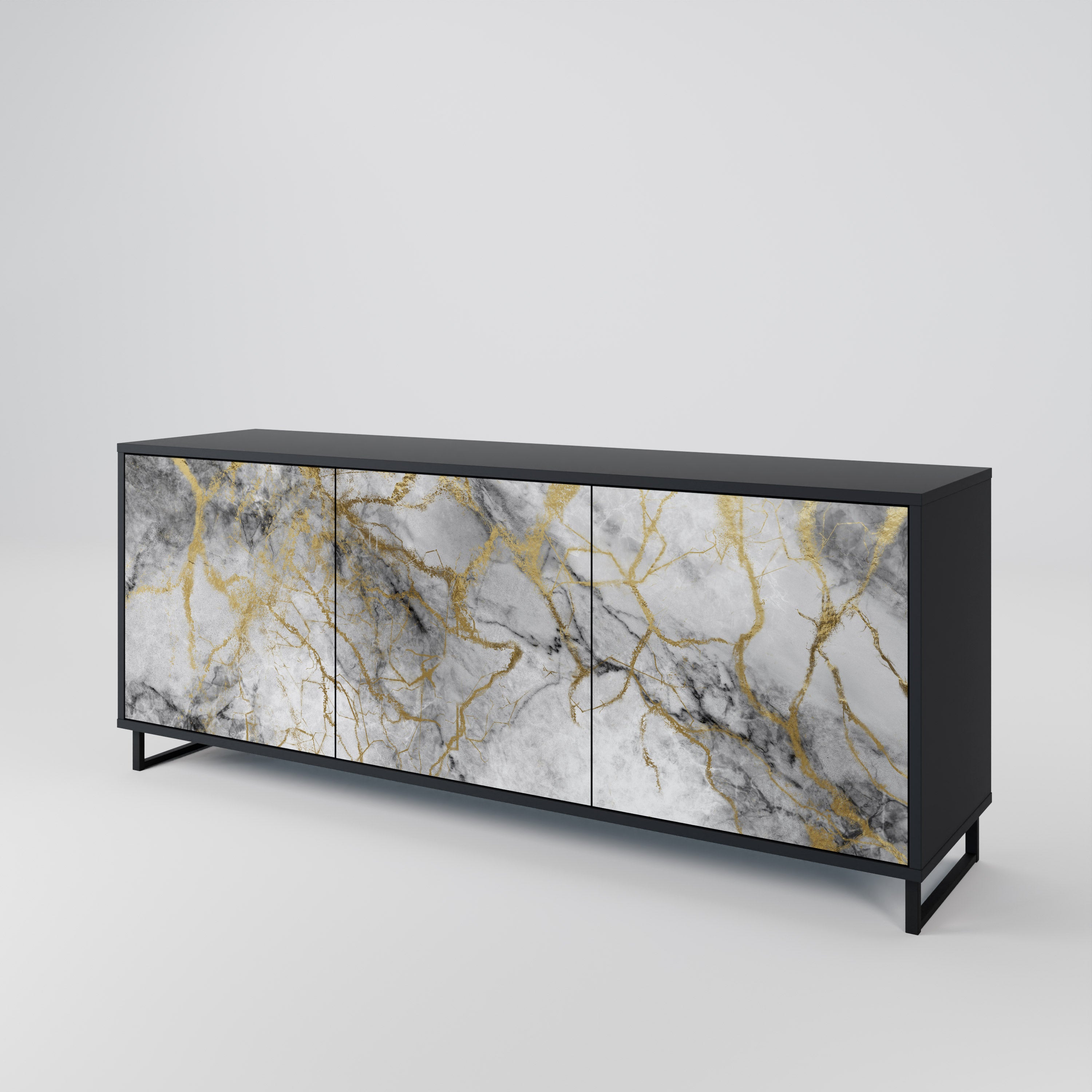 TIMELESS GLIDE 3-Door Sideboard in Black Finish