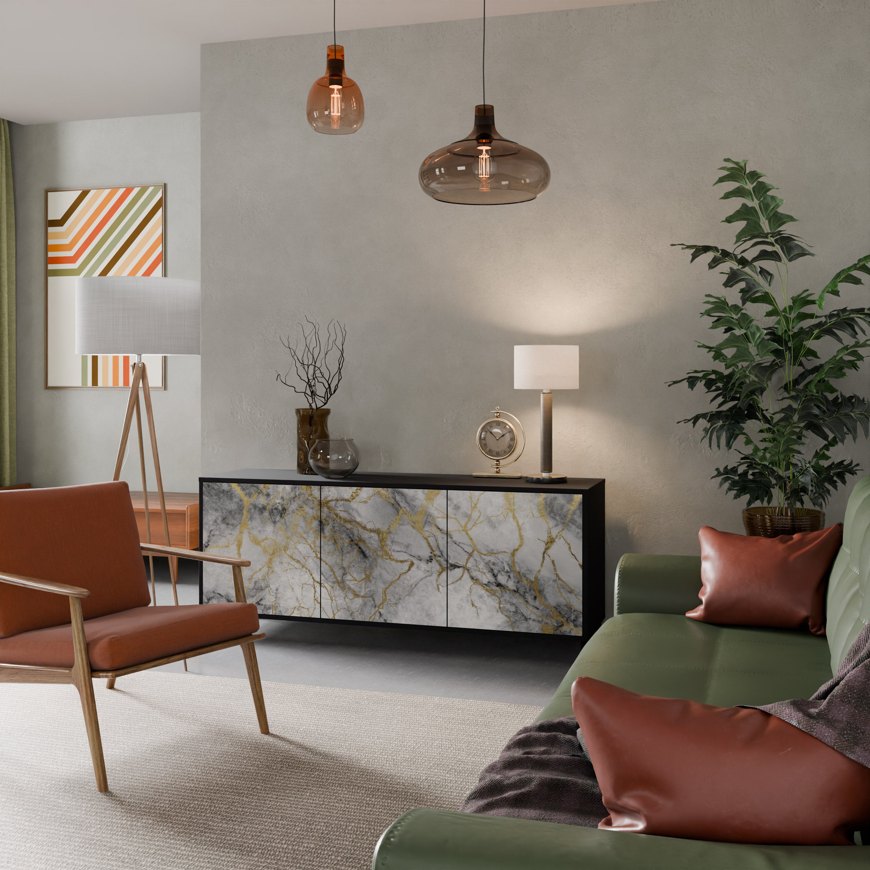 TIMELESS GLIDE 3-Door Sideboard in Black Finish