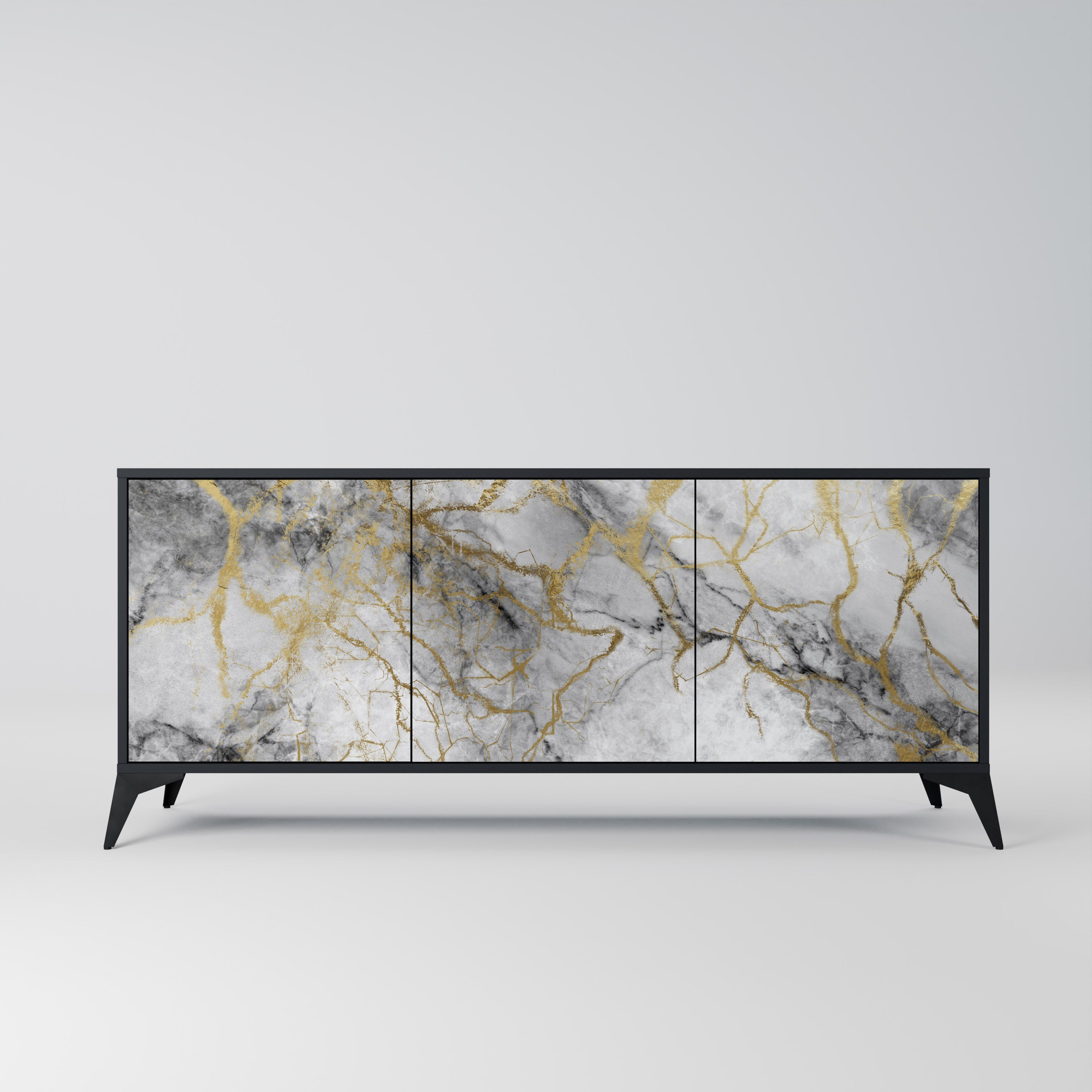 TIMELESS GLIDE 3-Door Sideboard in Black Finish