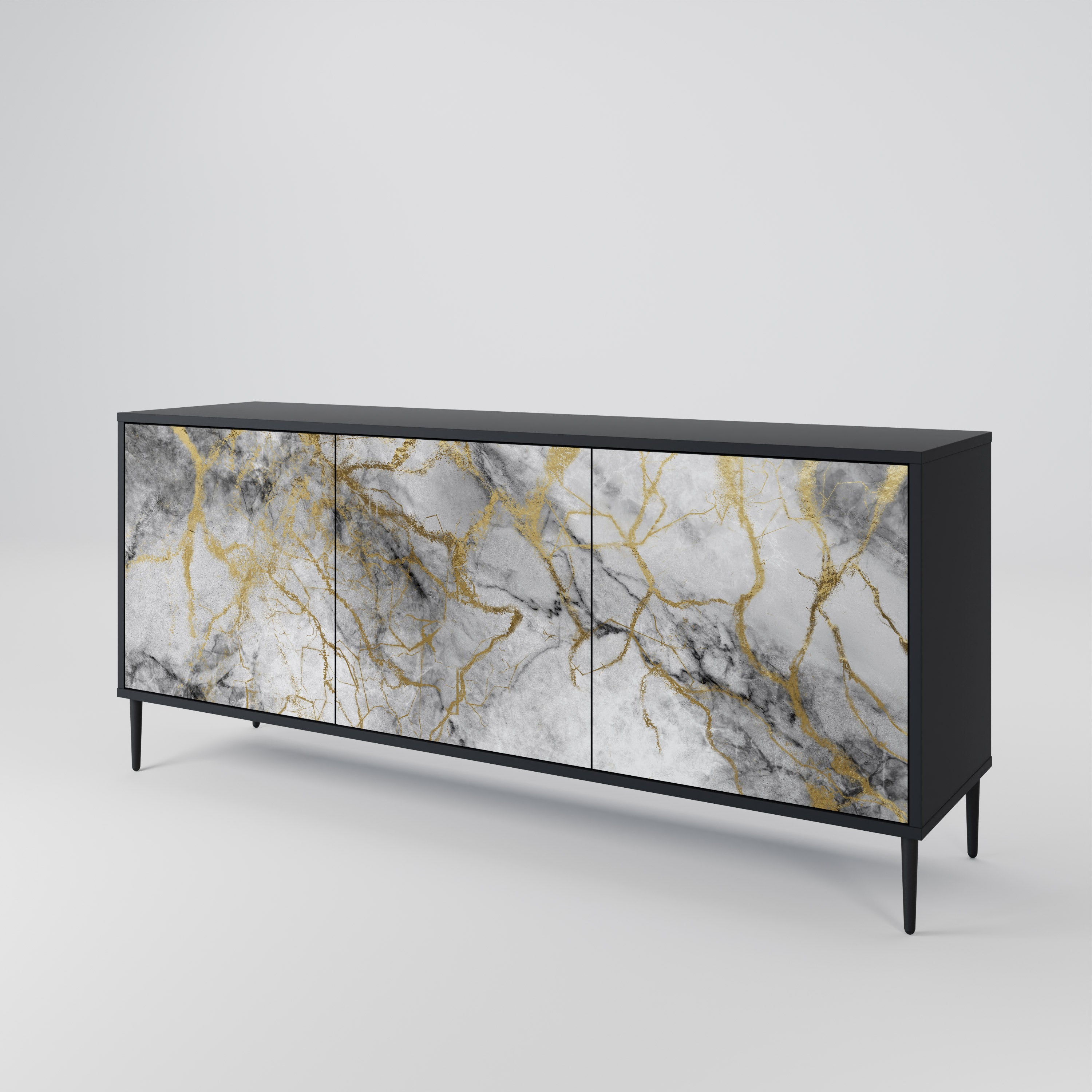 TIMELESS GLIDE 3-Door Sideboard in Black Finish