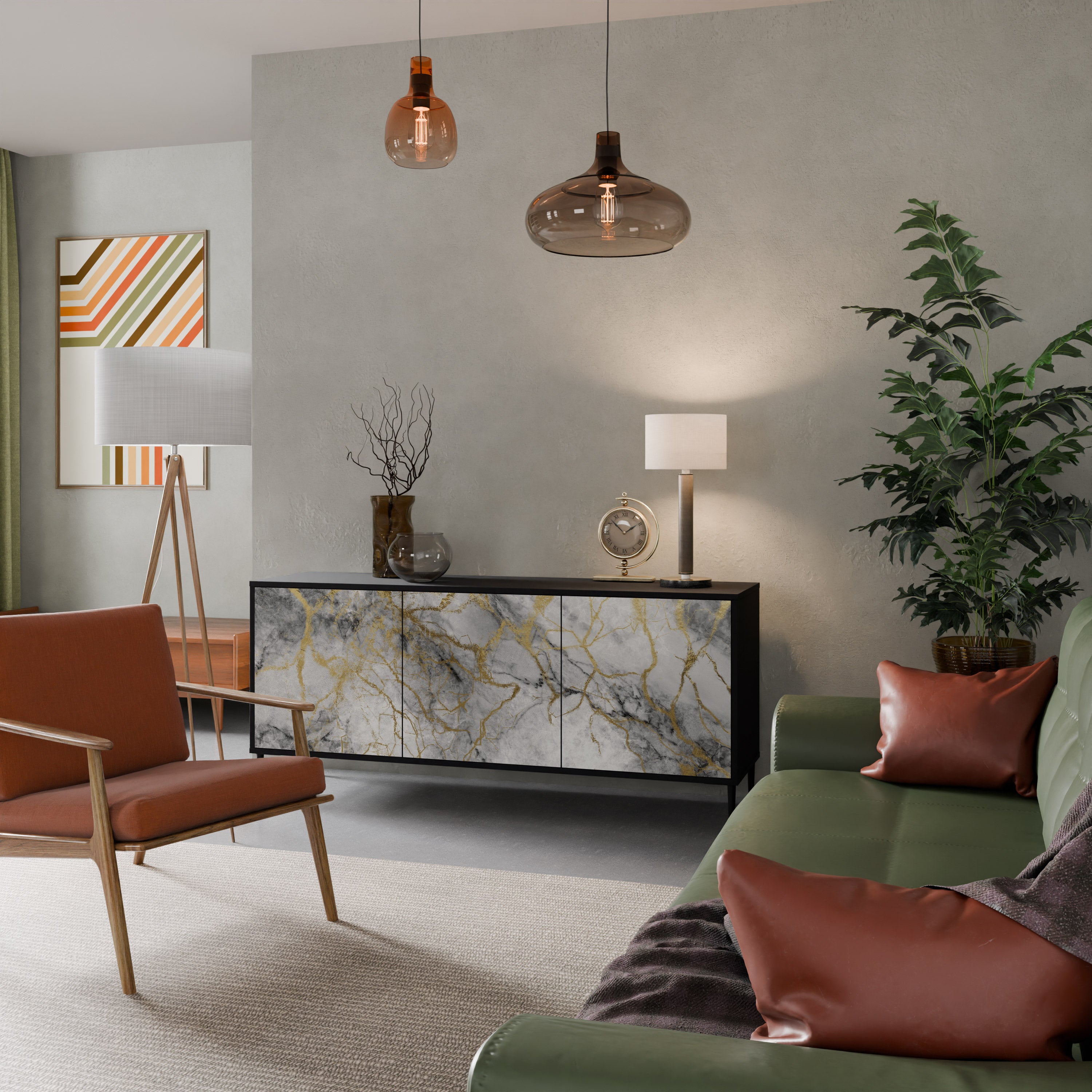 TIMELESS GLIDE 3-Door Sideboard in Black Finish