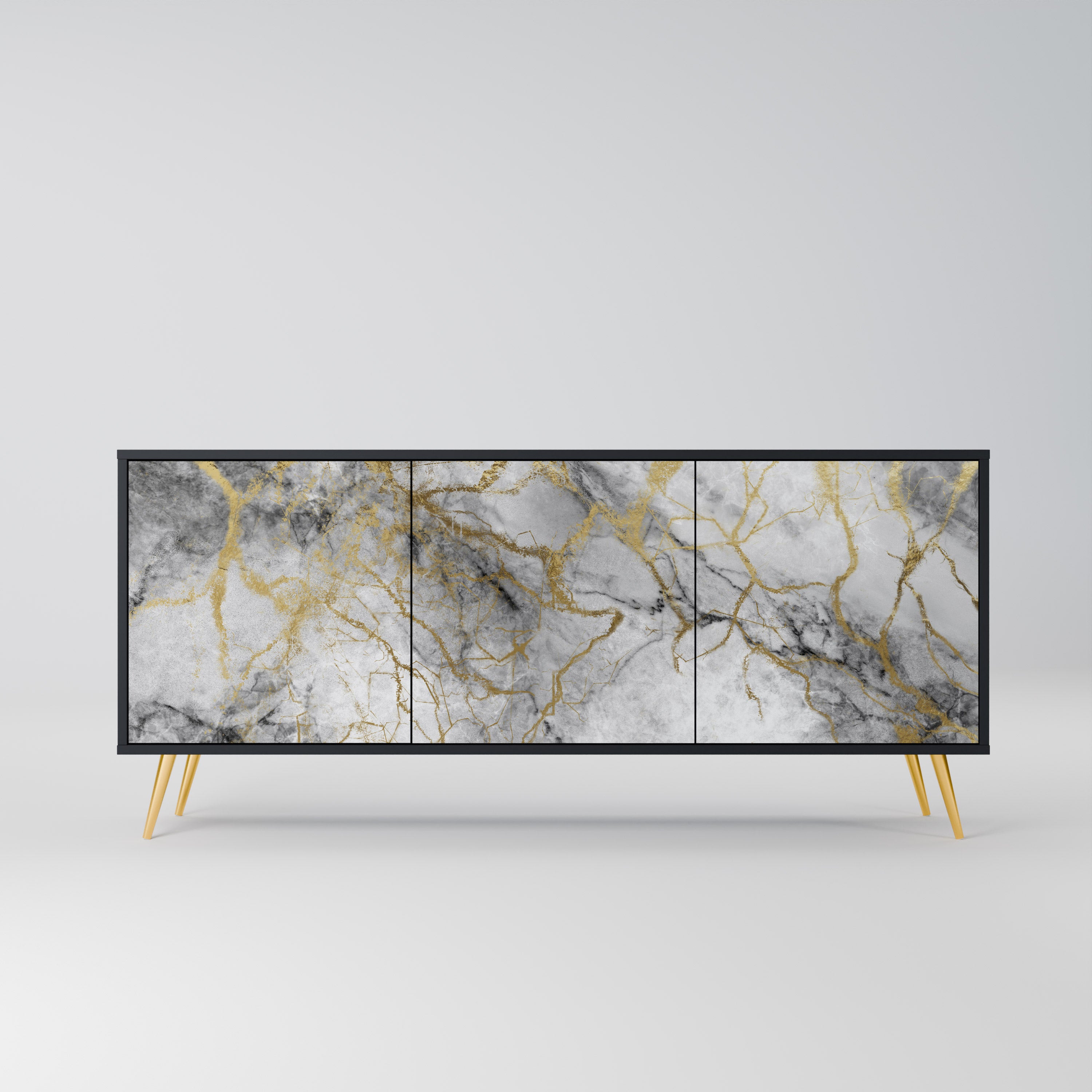 TIMELESS GLIDE 3-Door Sideboard in Black Finish