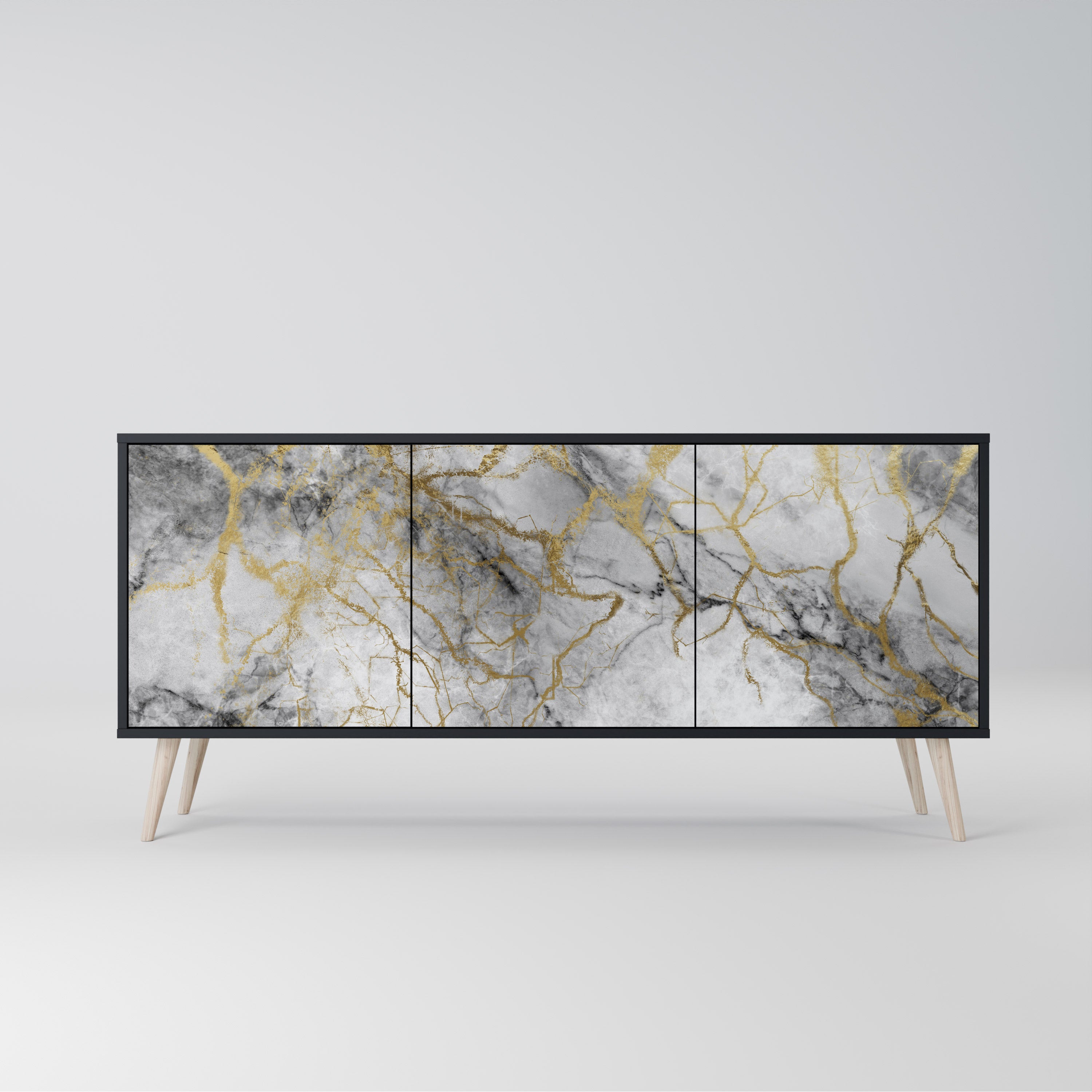 TIMELESS GLIDE 3-Door Sideboard in Black Finish