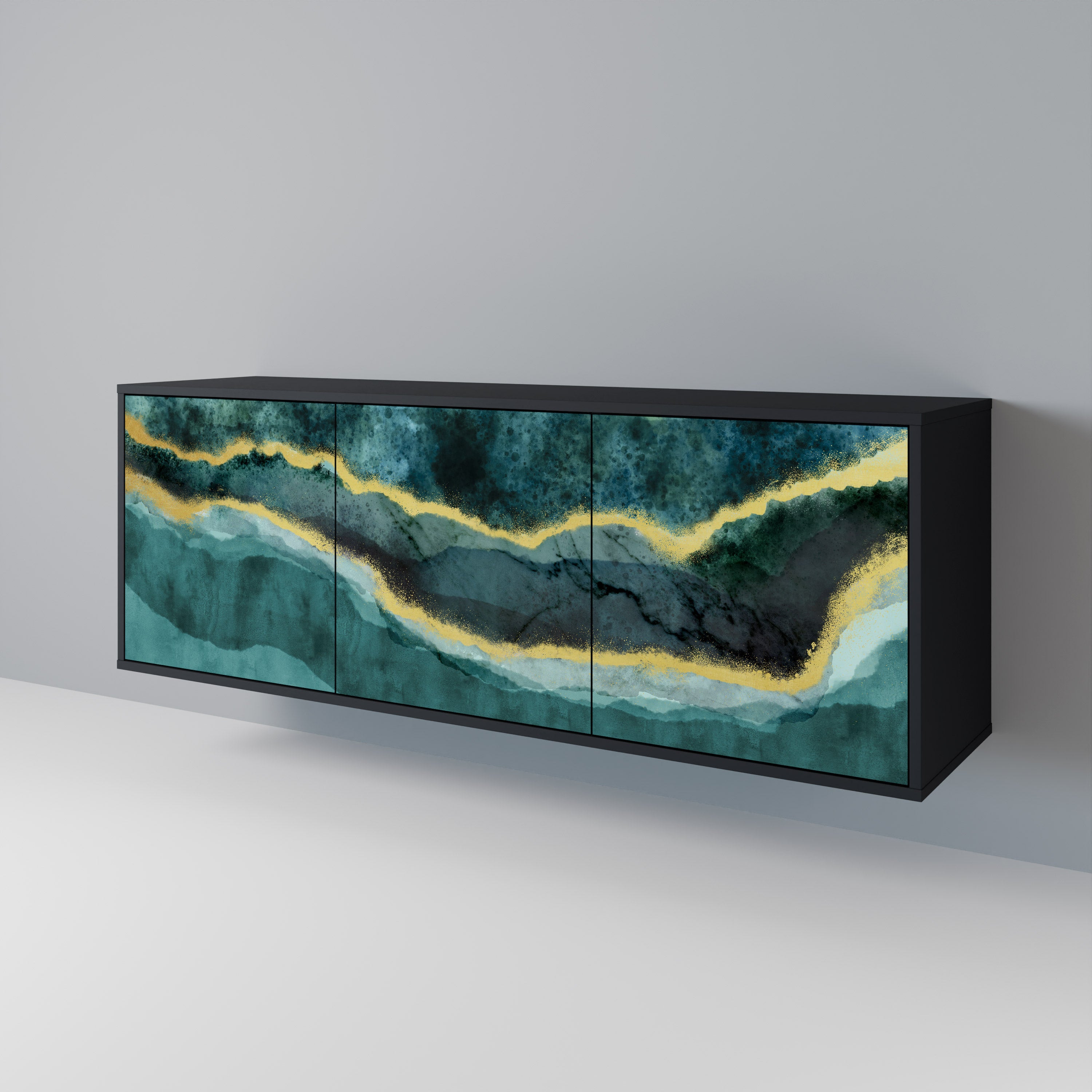 GOLDRUSH ODYSSEY 3-Door Sideboard in Black Finish