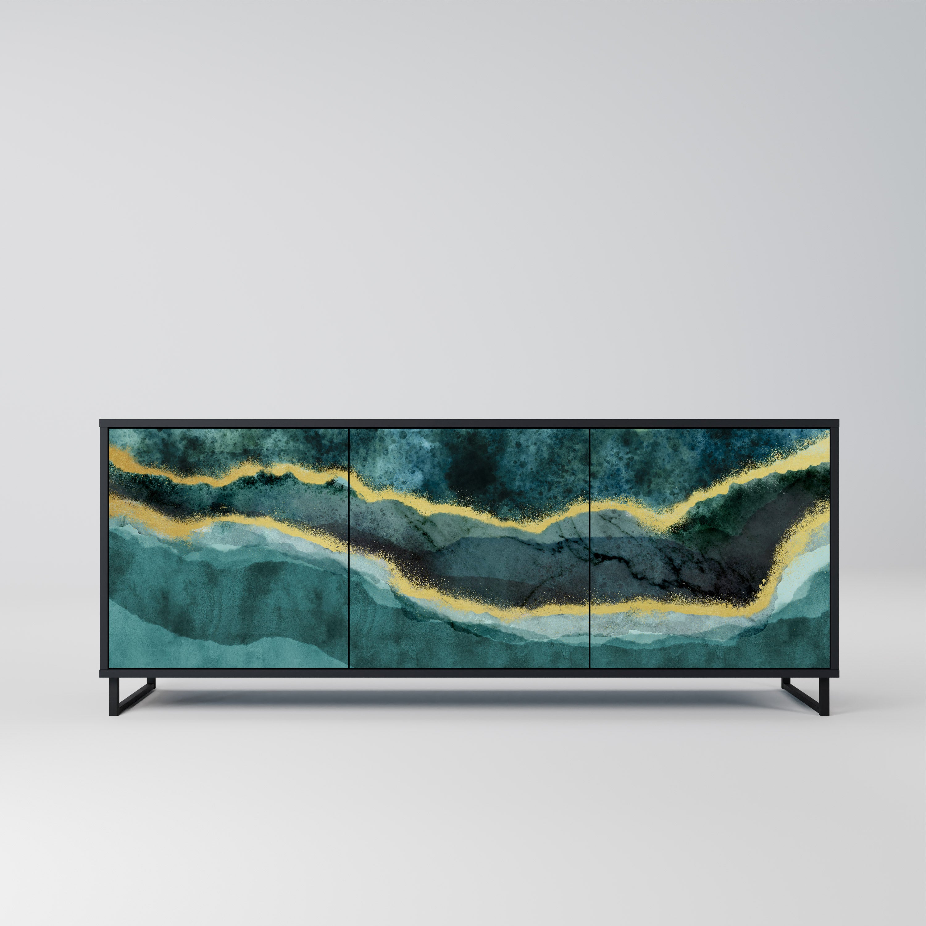 GOLDRUSH ODYSSEY 3-Door Sideboard in Black Finish