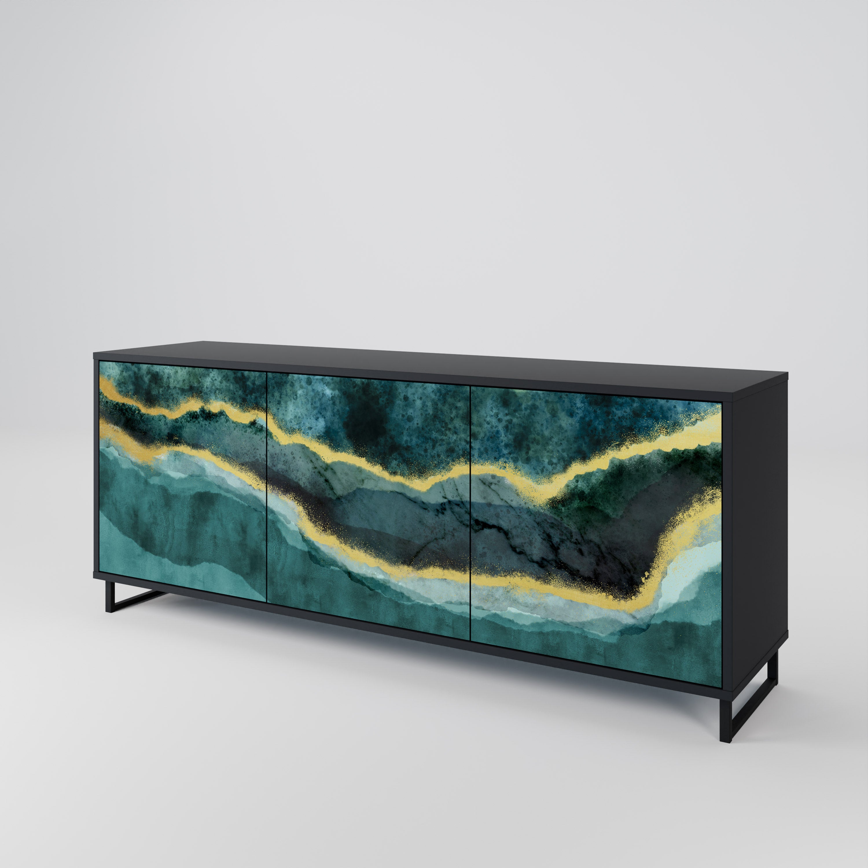 GOLDRUSH ODYSSEY 3-Door Sideboard in Black Finish