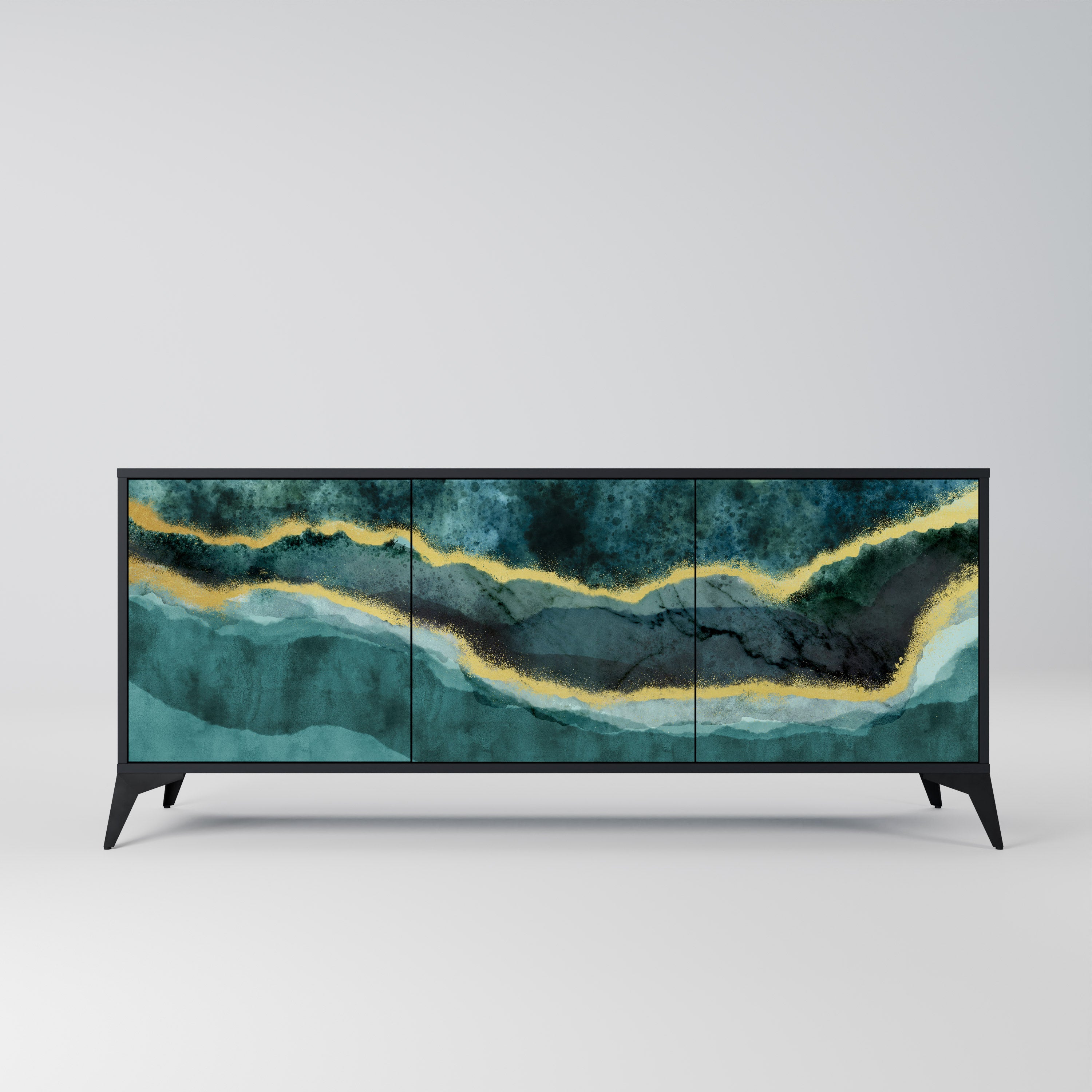 GOLDRUSH ODYSSEY 3-Door Sideboard in Black Finish