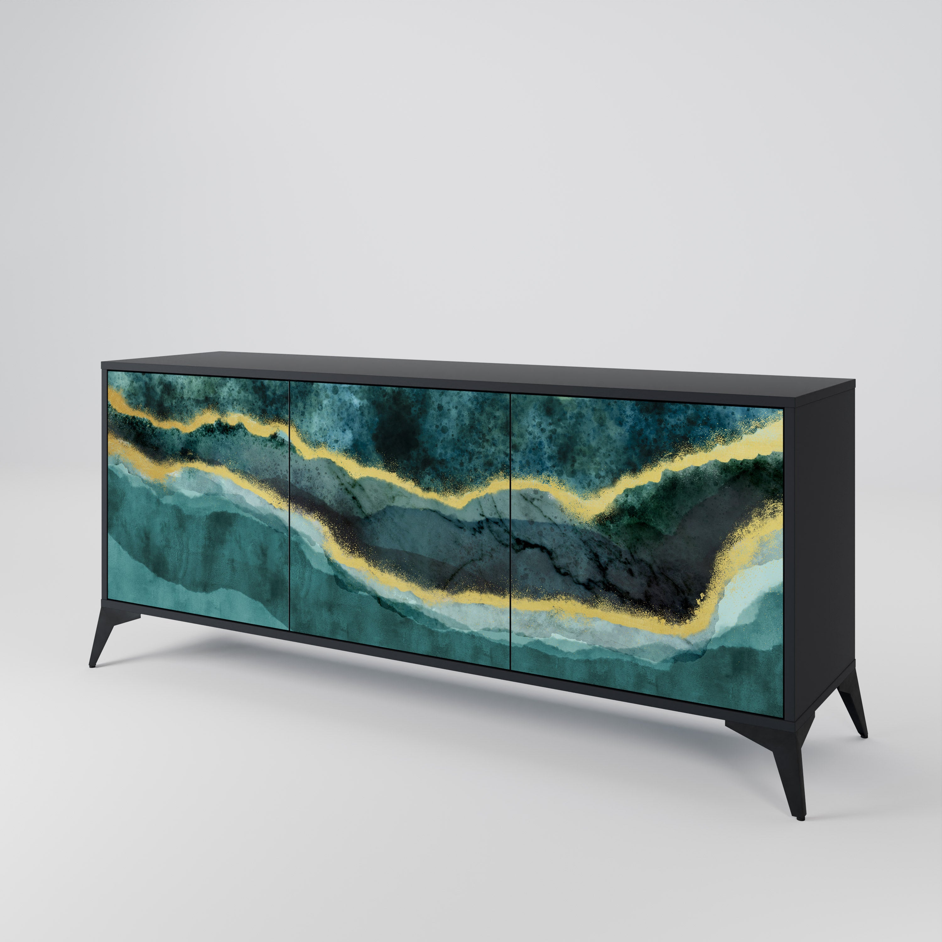 GOLDRUSH ODYSSEY 3-Door Sideboard in Black Finish