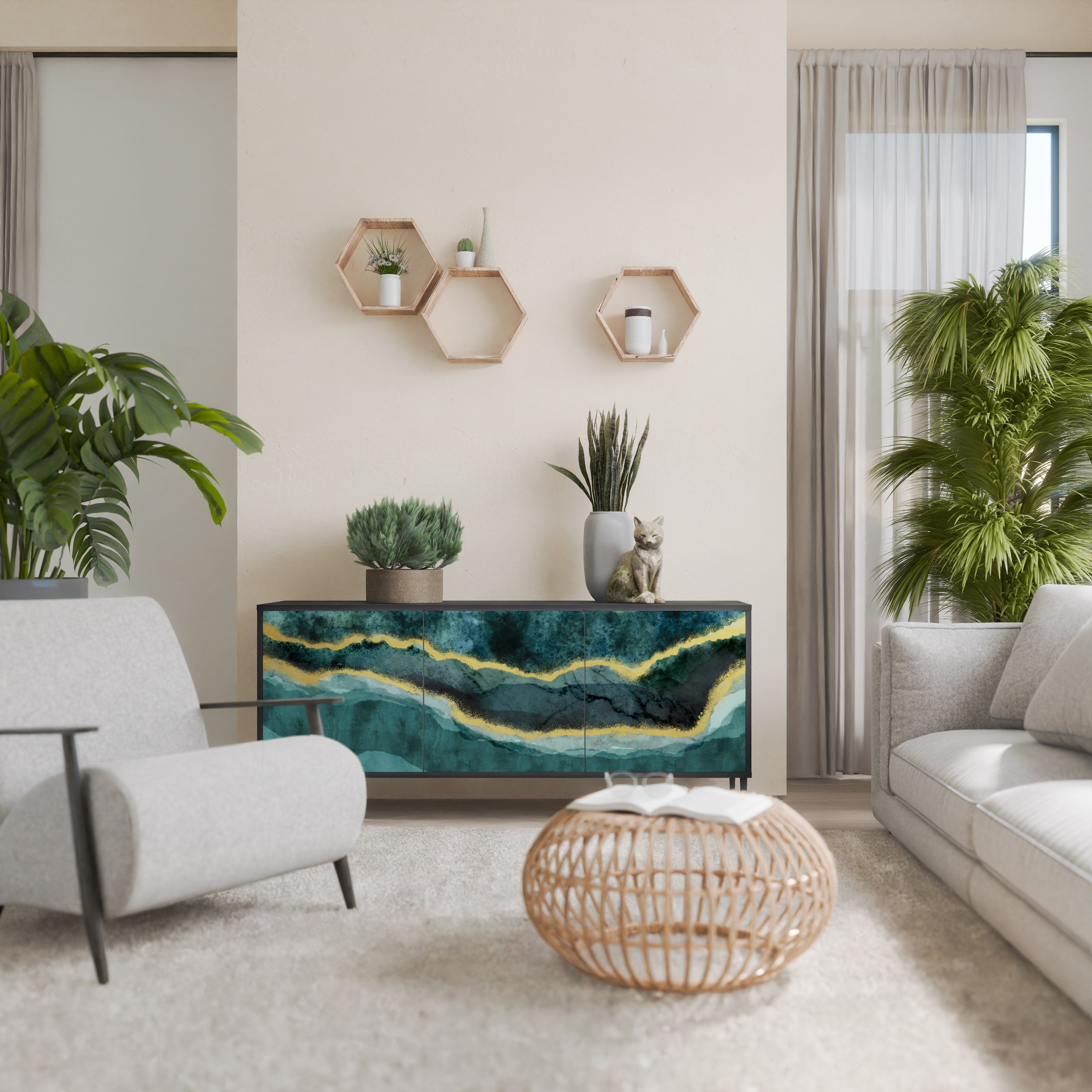 GOLDRUSH ODYSSEY 3-Door Sideboard in Black Finish