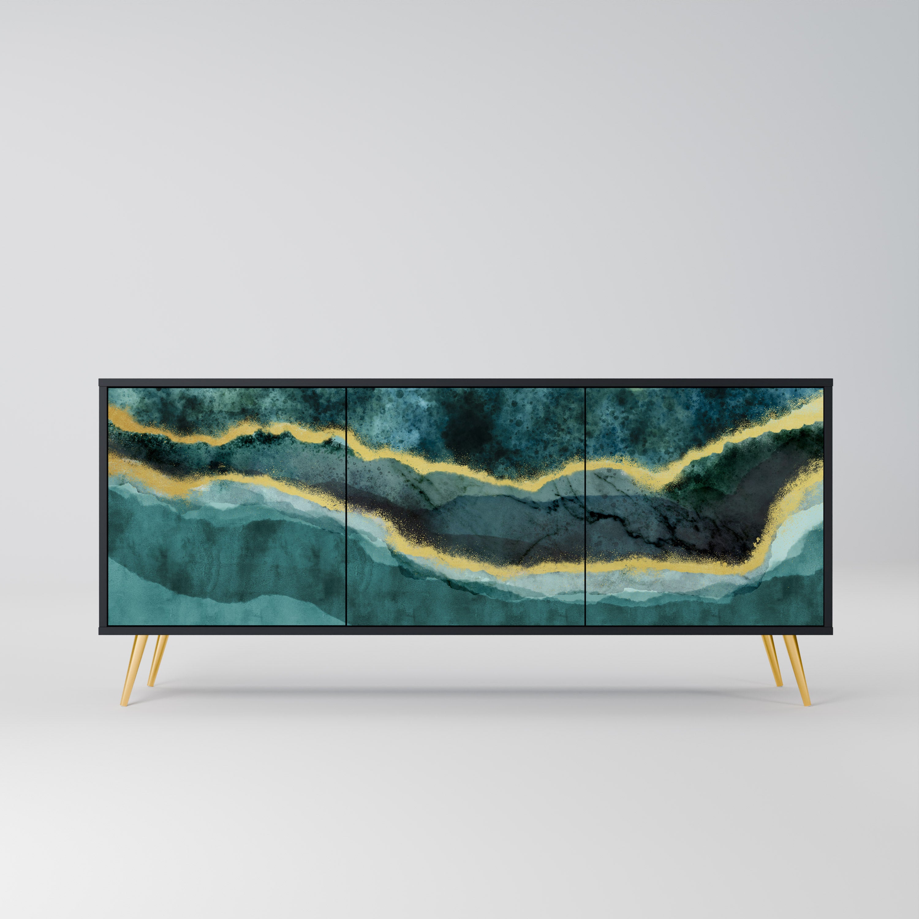 GOLDRUSH ODYSSEY 3-Door Sideboard in Black Finish