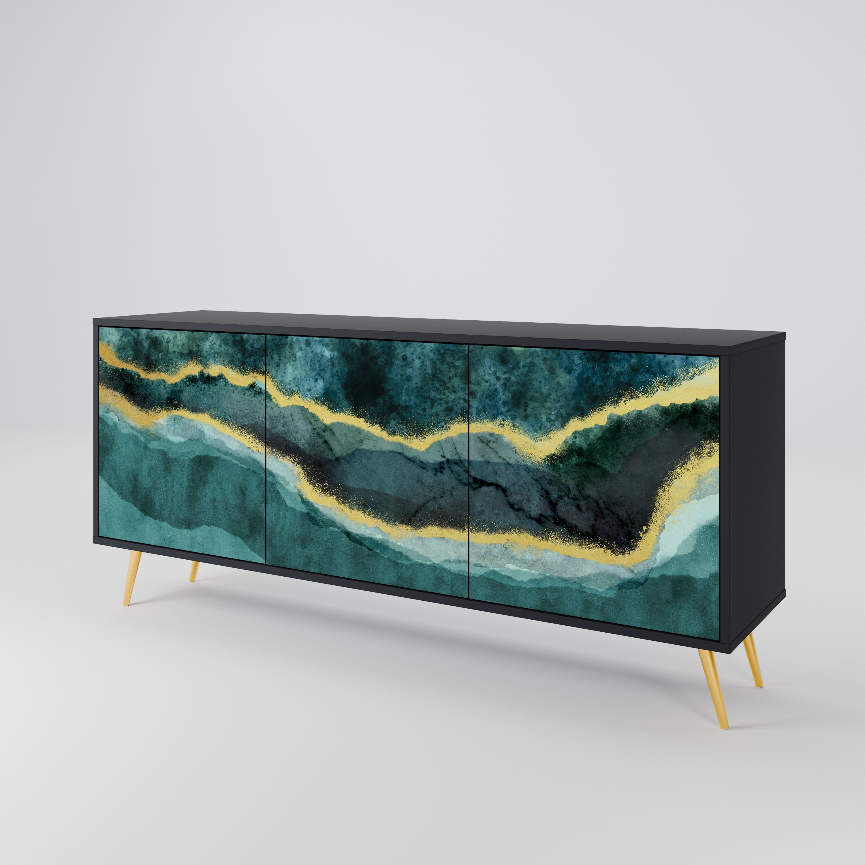 GOLDRUSH ODYSSEY 3-Door Sideboard in Black Finish