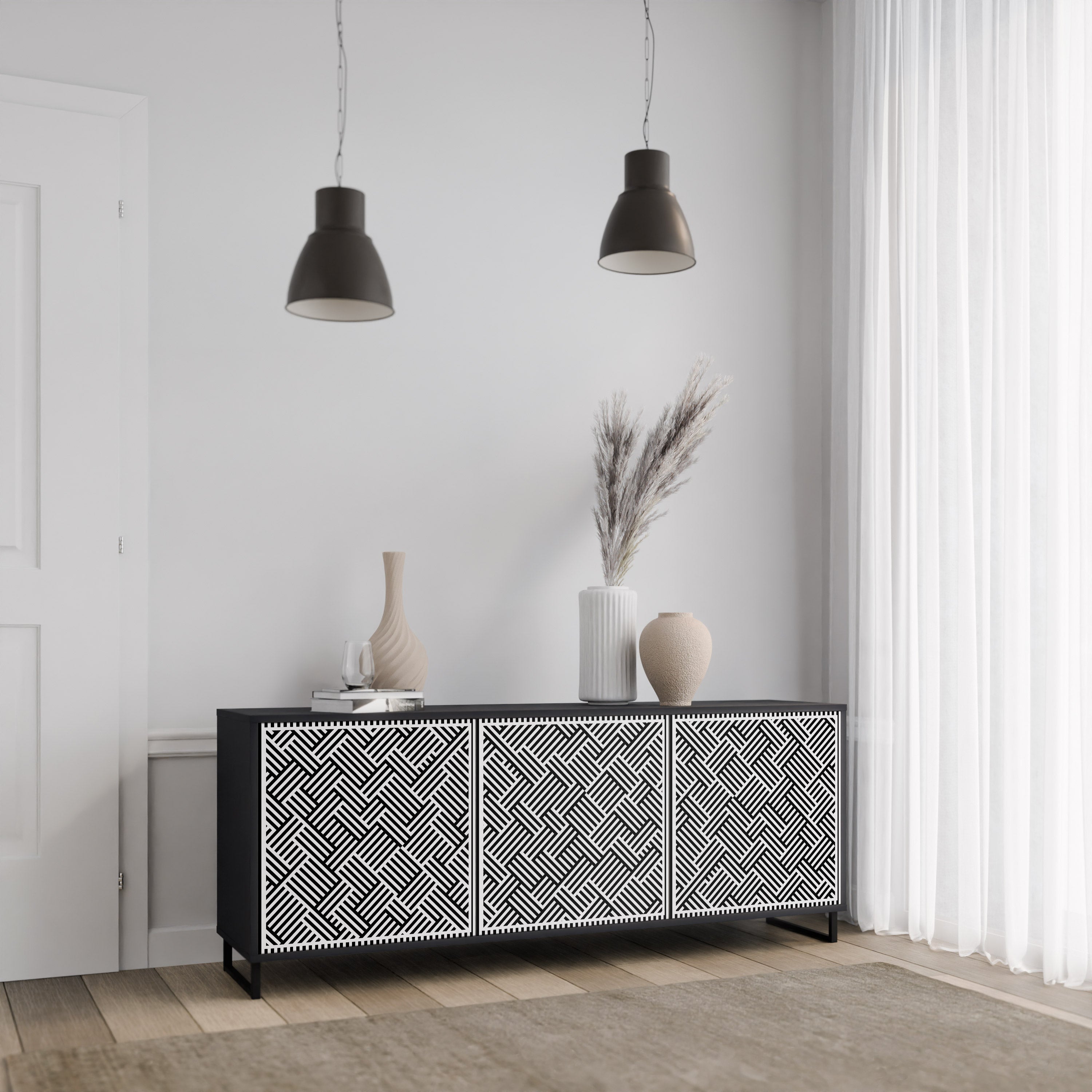 TEMPORARY SEQUENCE 3-Door Sideboard in Black Finish
