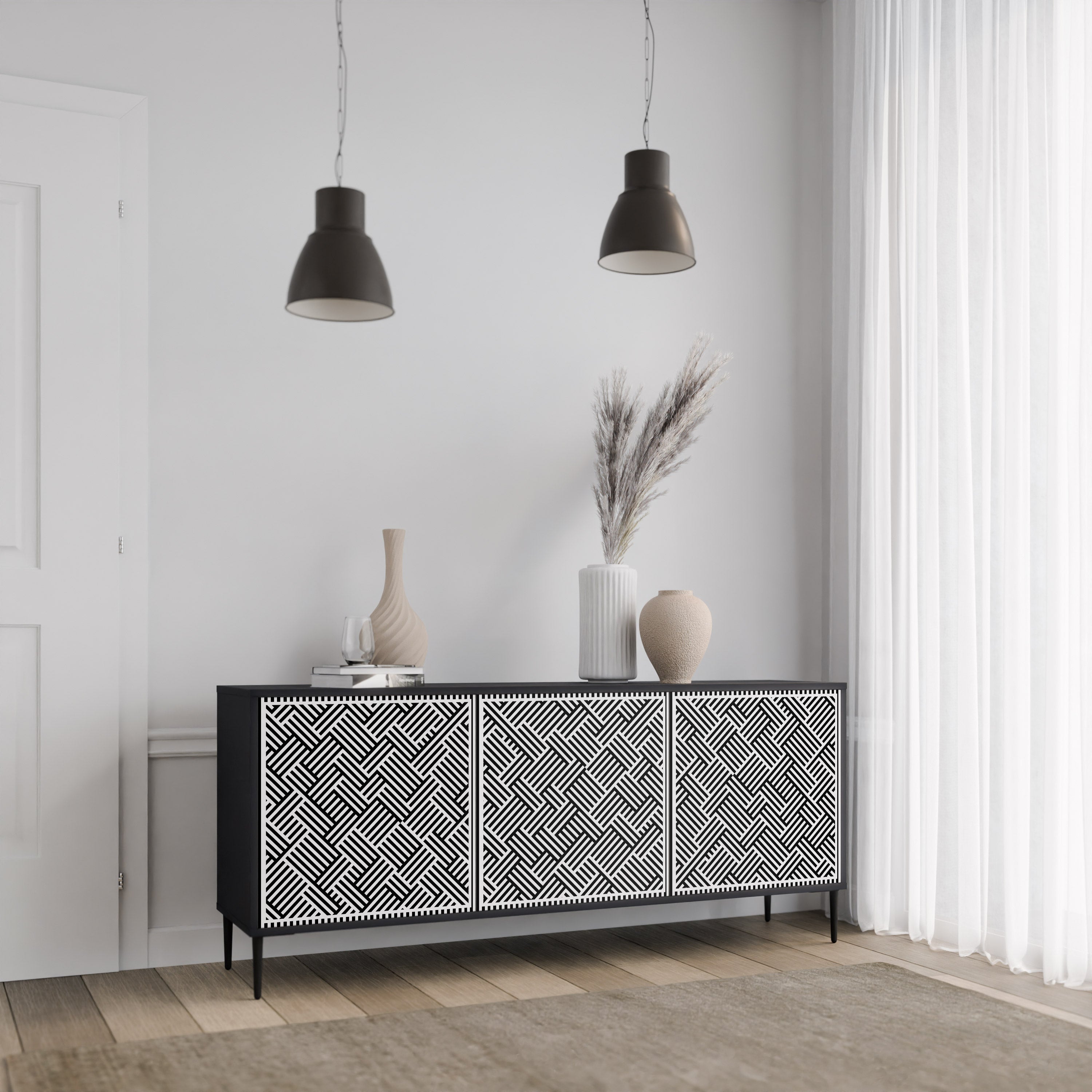 TEMPORARY SEQUENCE 3-Door Sideboard in Black Finish