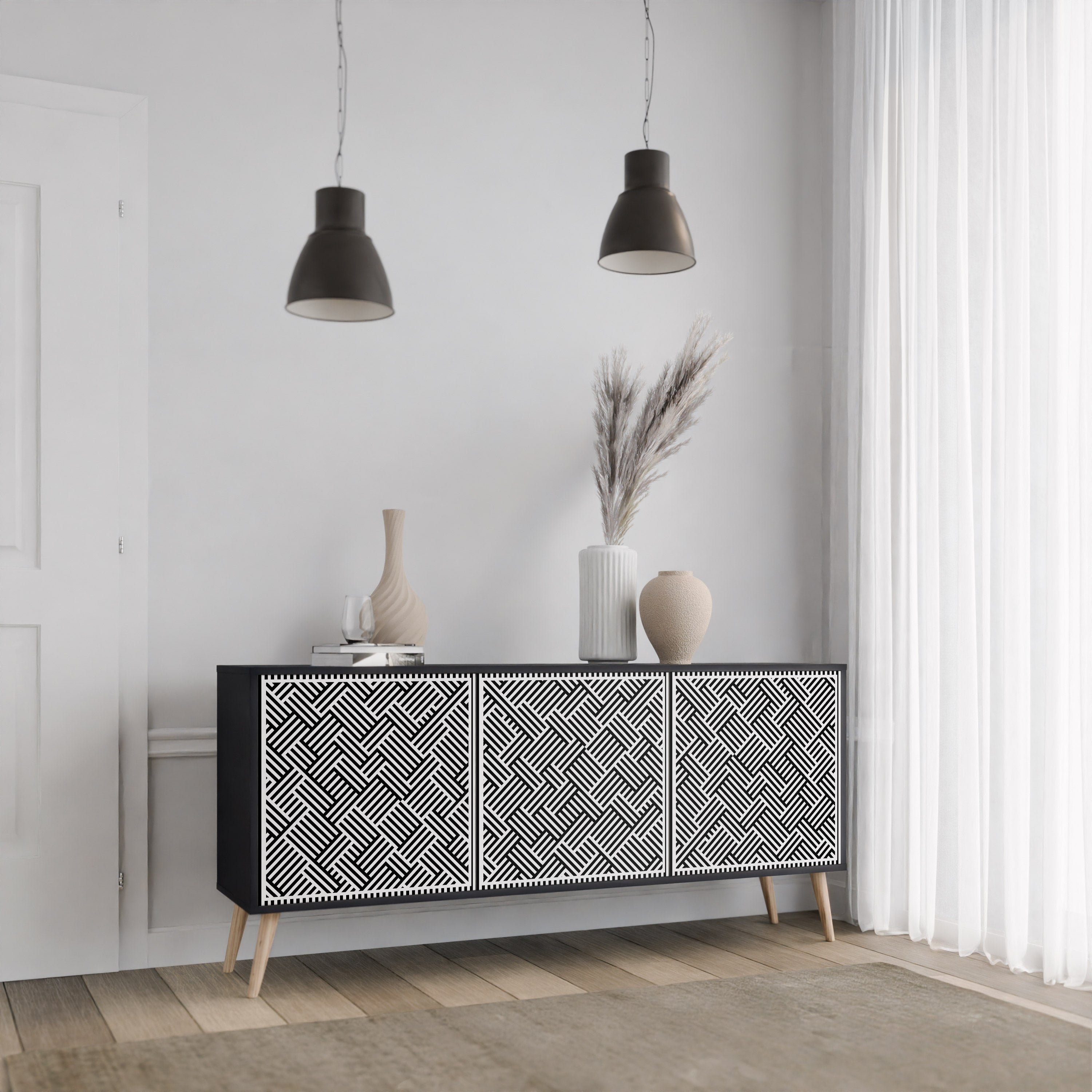TEMPORARY SEQUENCE 3-Door Sideboard in Black Finish