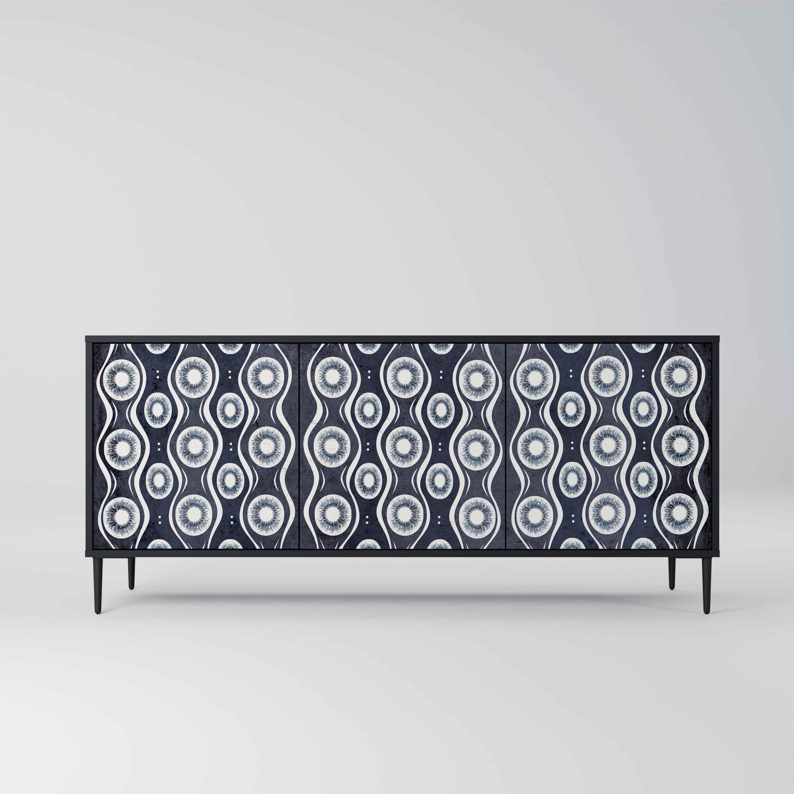 GRAPHITE EYES 3-Door Sideboard in Black Finish