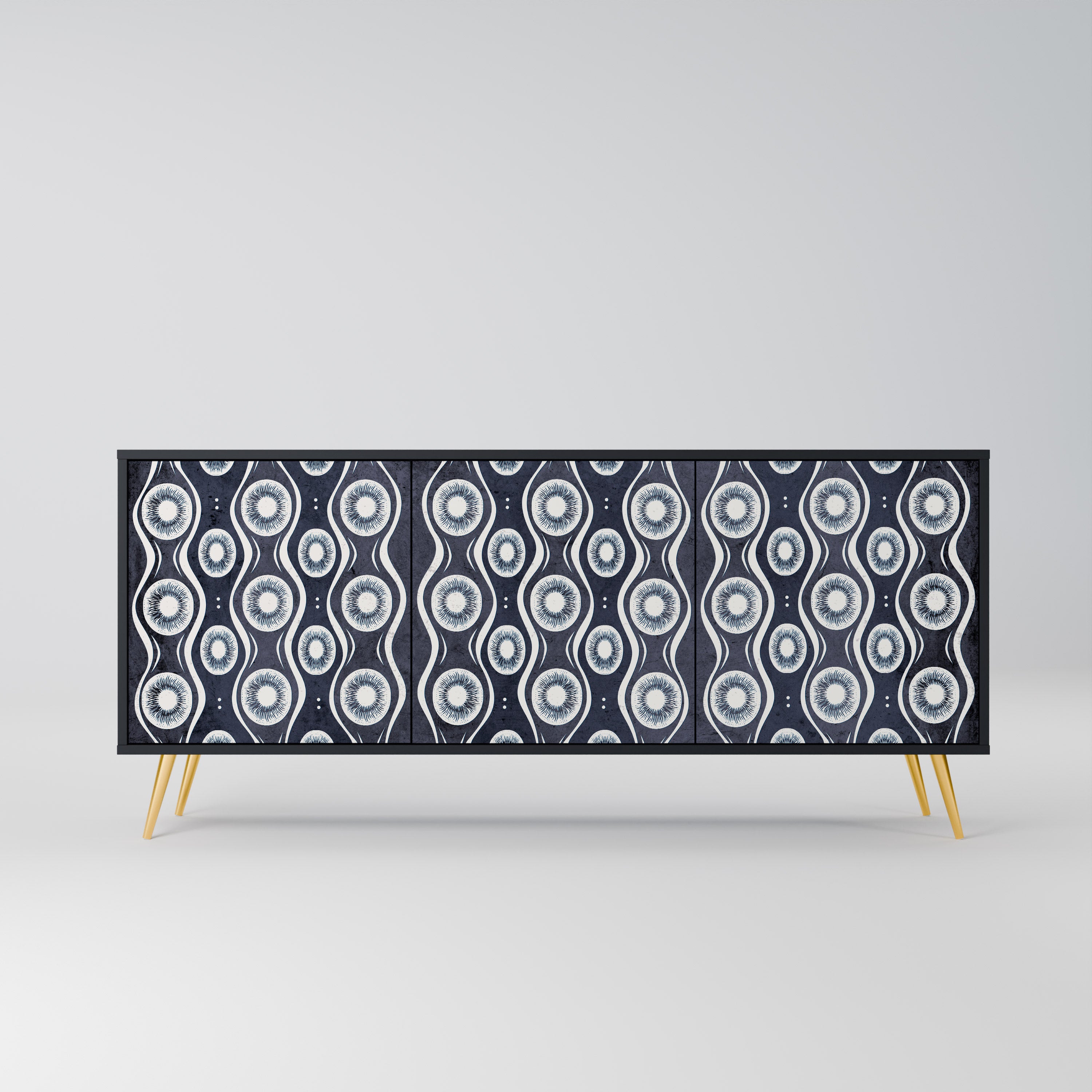 GRAPHITE EYES 3-Door Sideboard in Black Finish