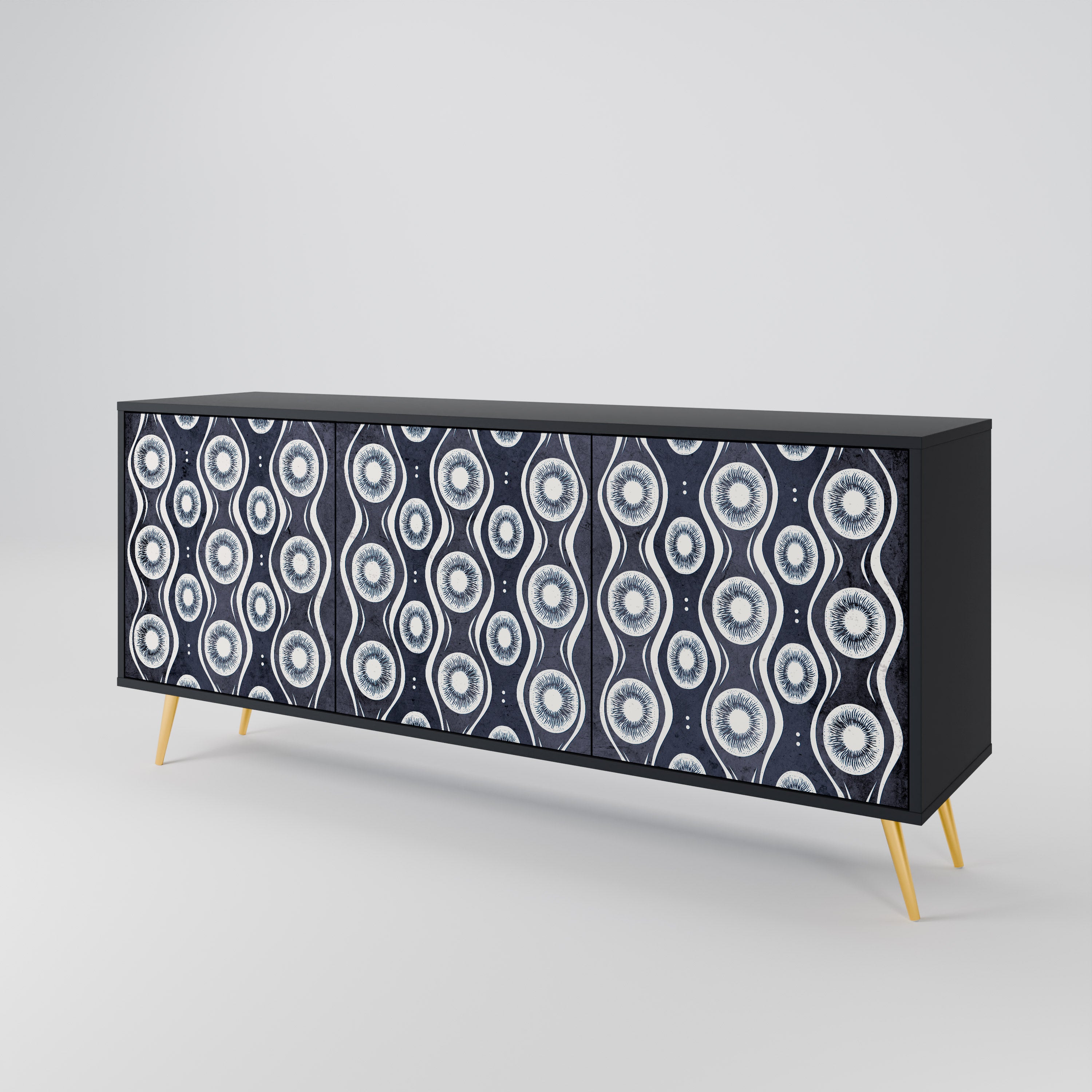 GRAPHITE EYES 3-Door Sideboard in Black Finish