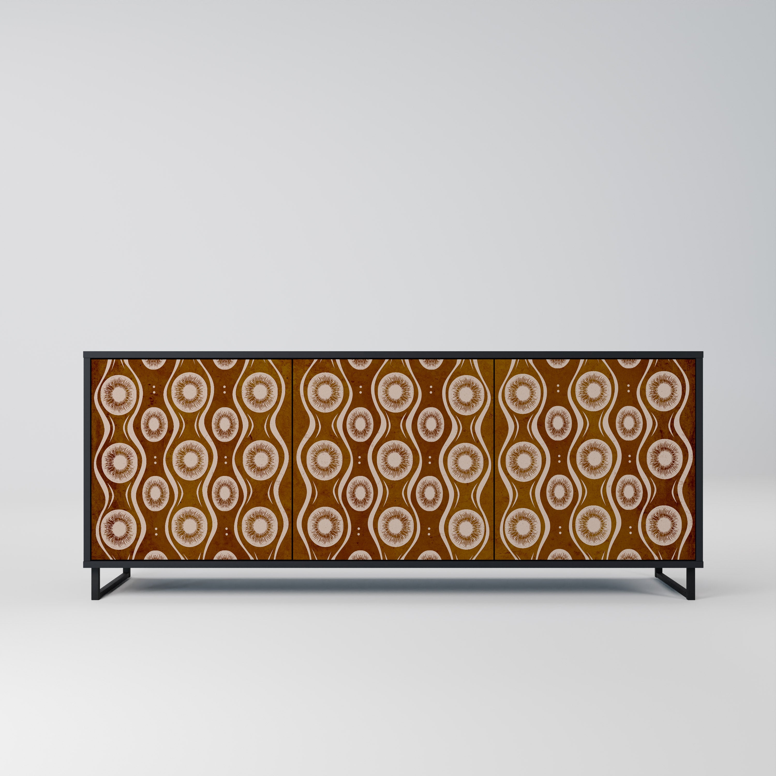 BROWN EYES 3-Door Sideboard in Black Finish