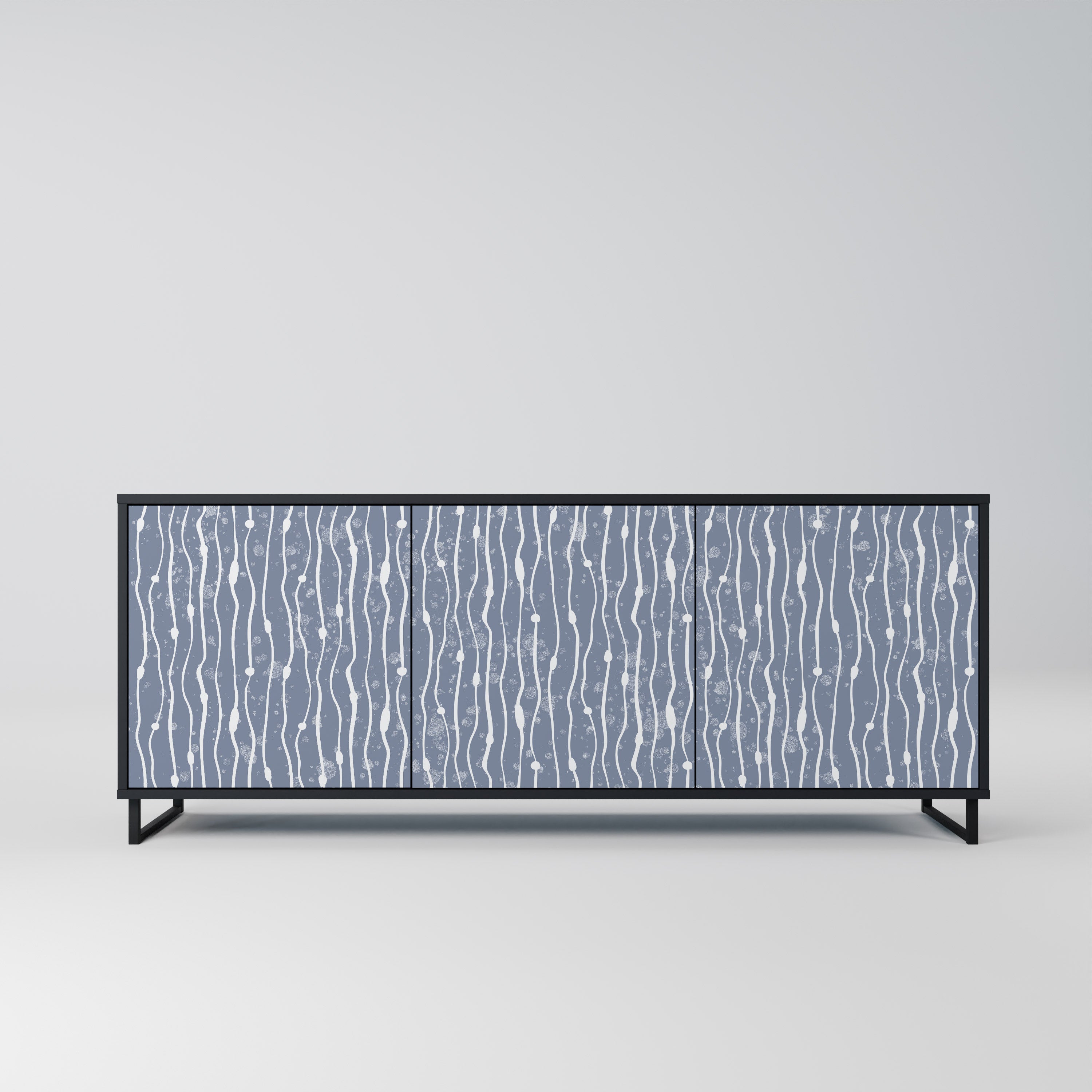 GRAPHITE RAIN 3-Door Sideboard in Black Finish