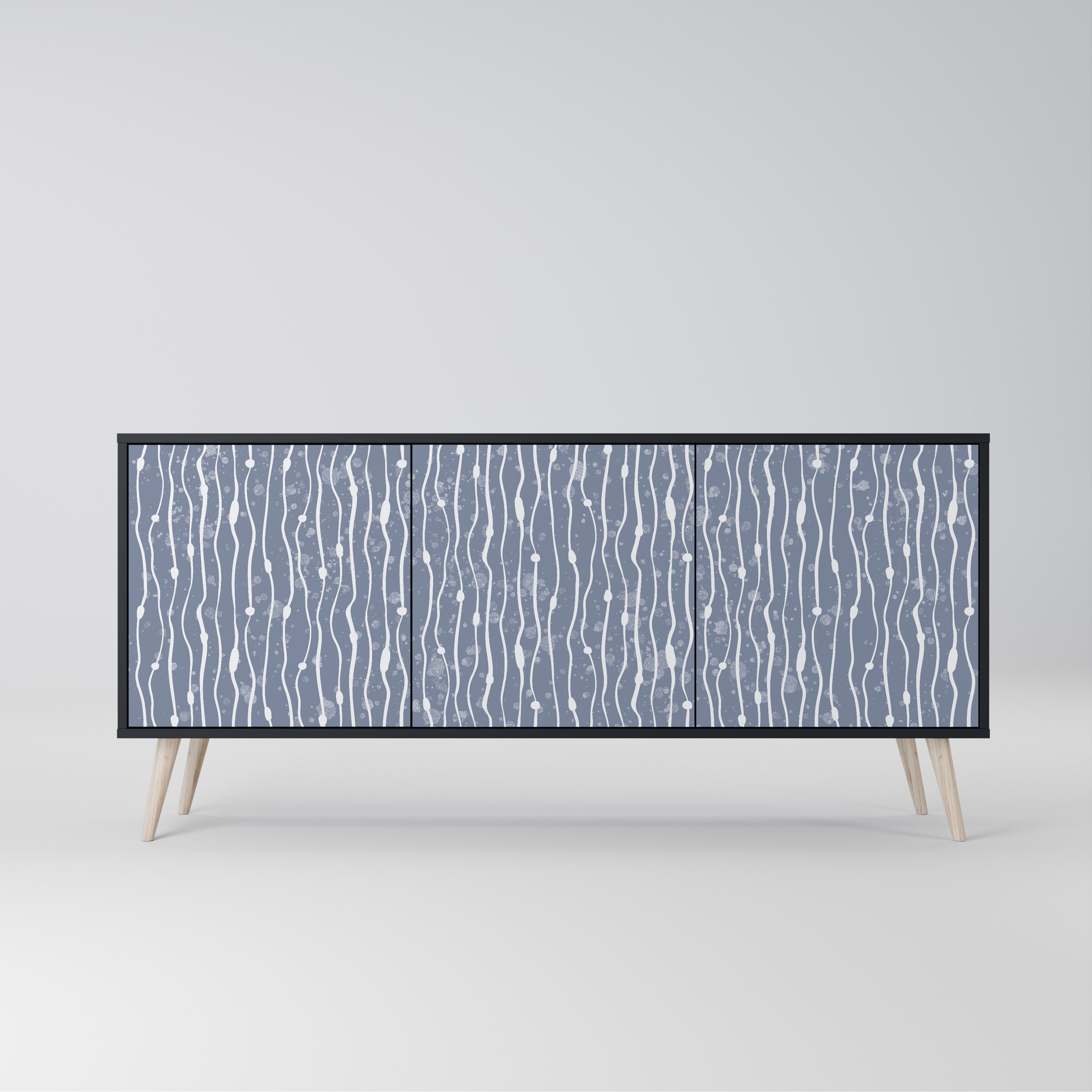 GRAPHITE RAIN 3-Door Sideboard in Black Finish
