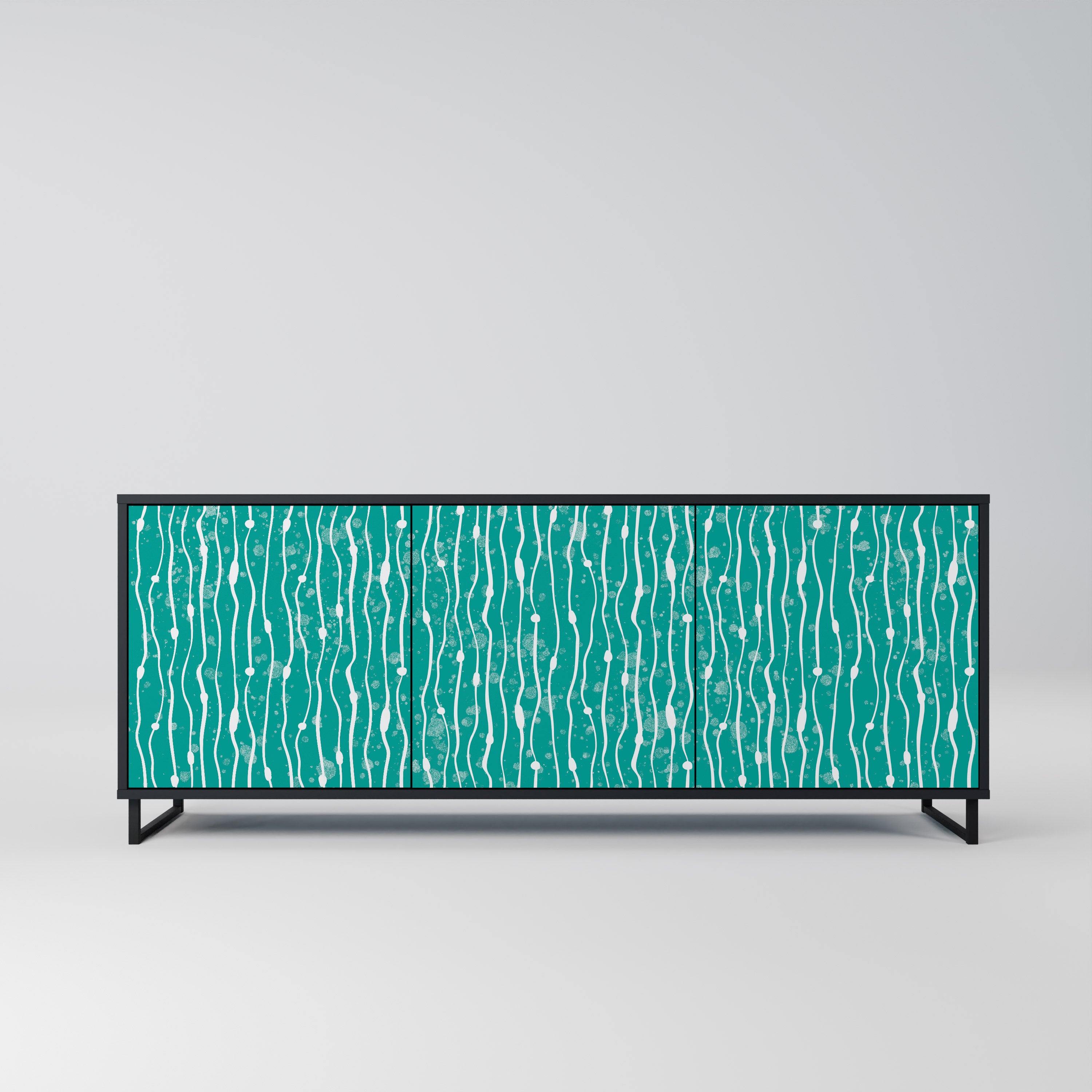 TURQUOISE RAIN 3-Door Sideboard in Black Finish