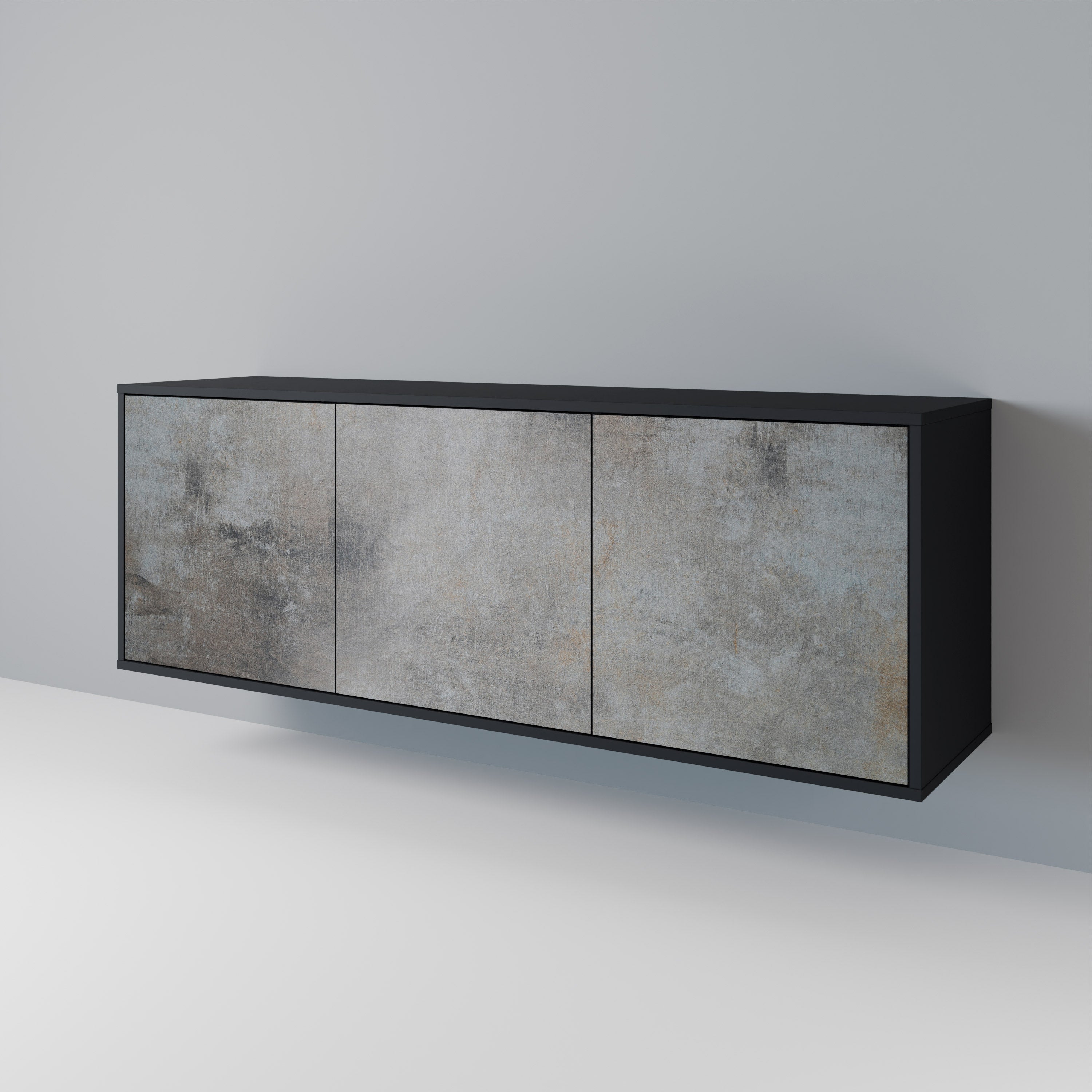 Aparador de 3 puertas CONCRETE WALL en acabado negro