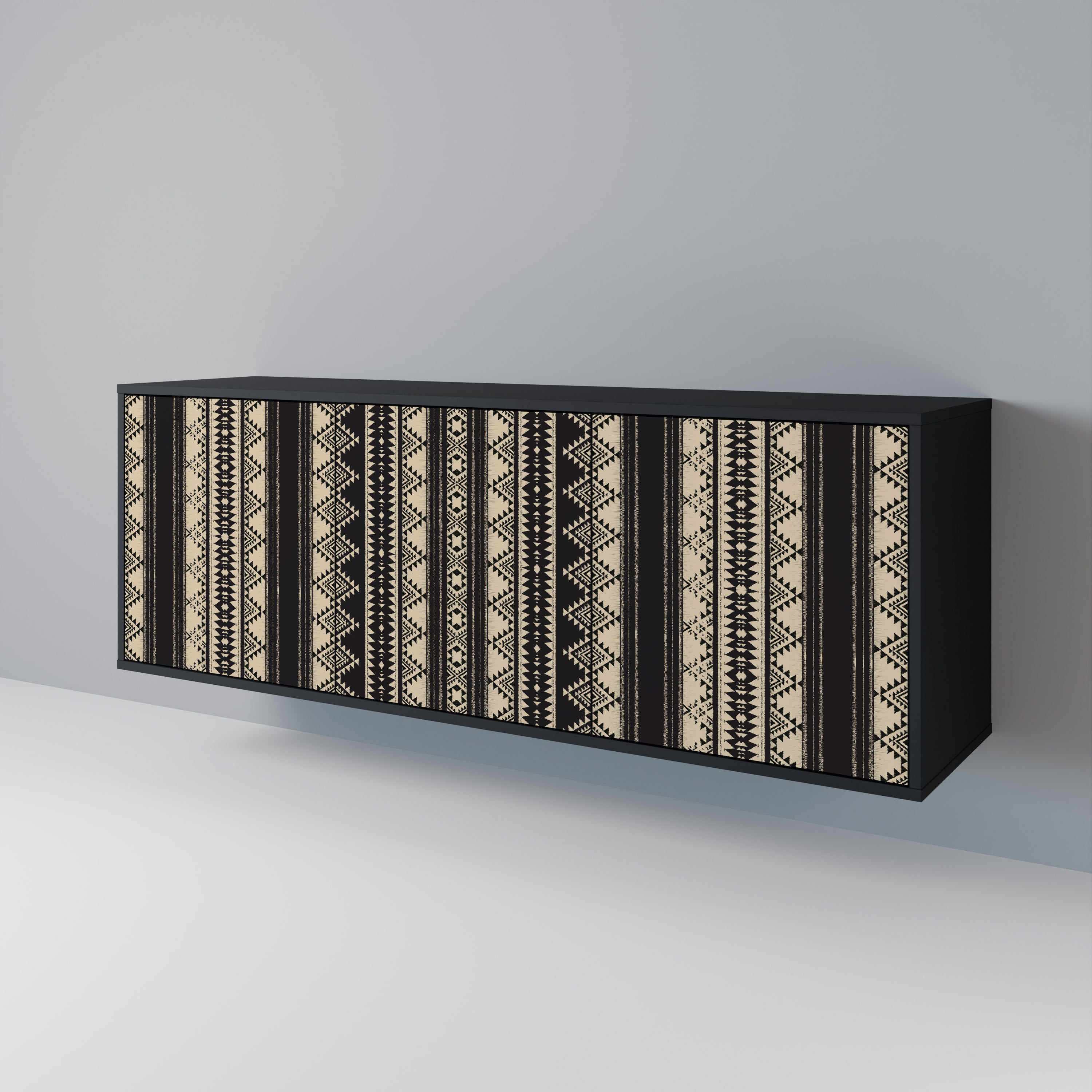 Aparador AZTEC de 3 puertas con acabado negro
