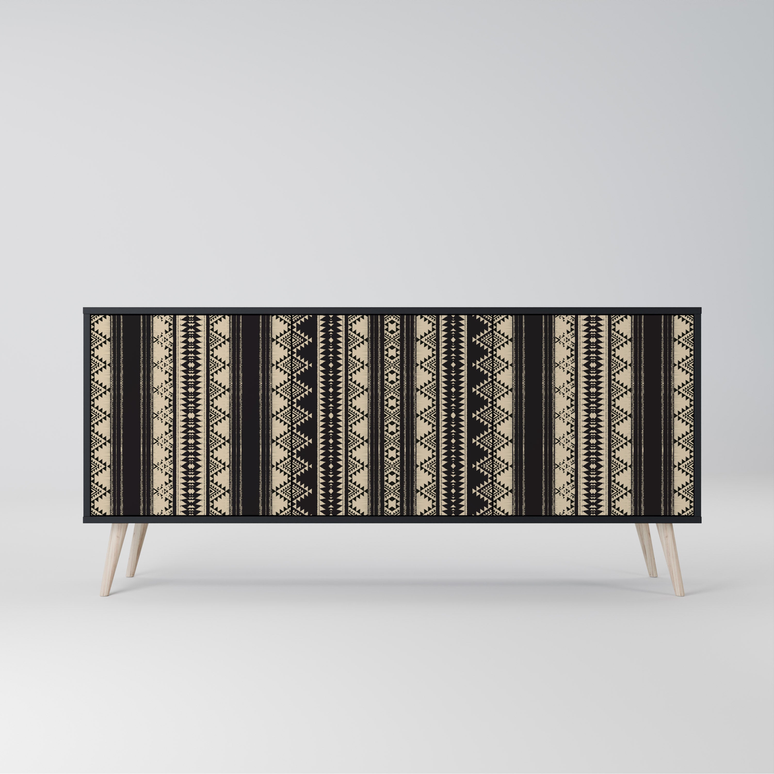Aparador AZTEC de 3 puertas con acabado negro