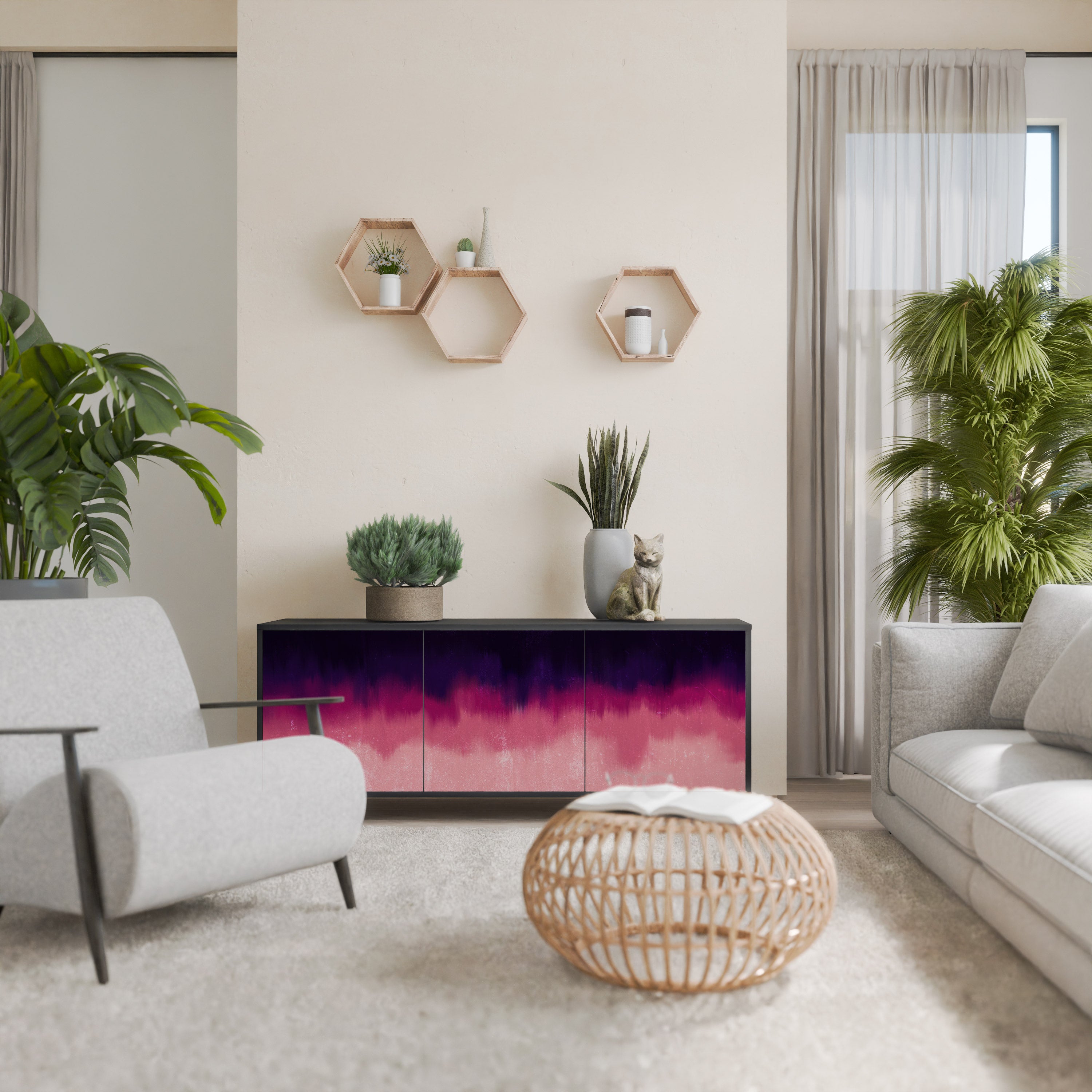 Aparador AURORA BOREALIS de 3 puertas en acabado negro