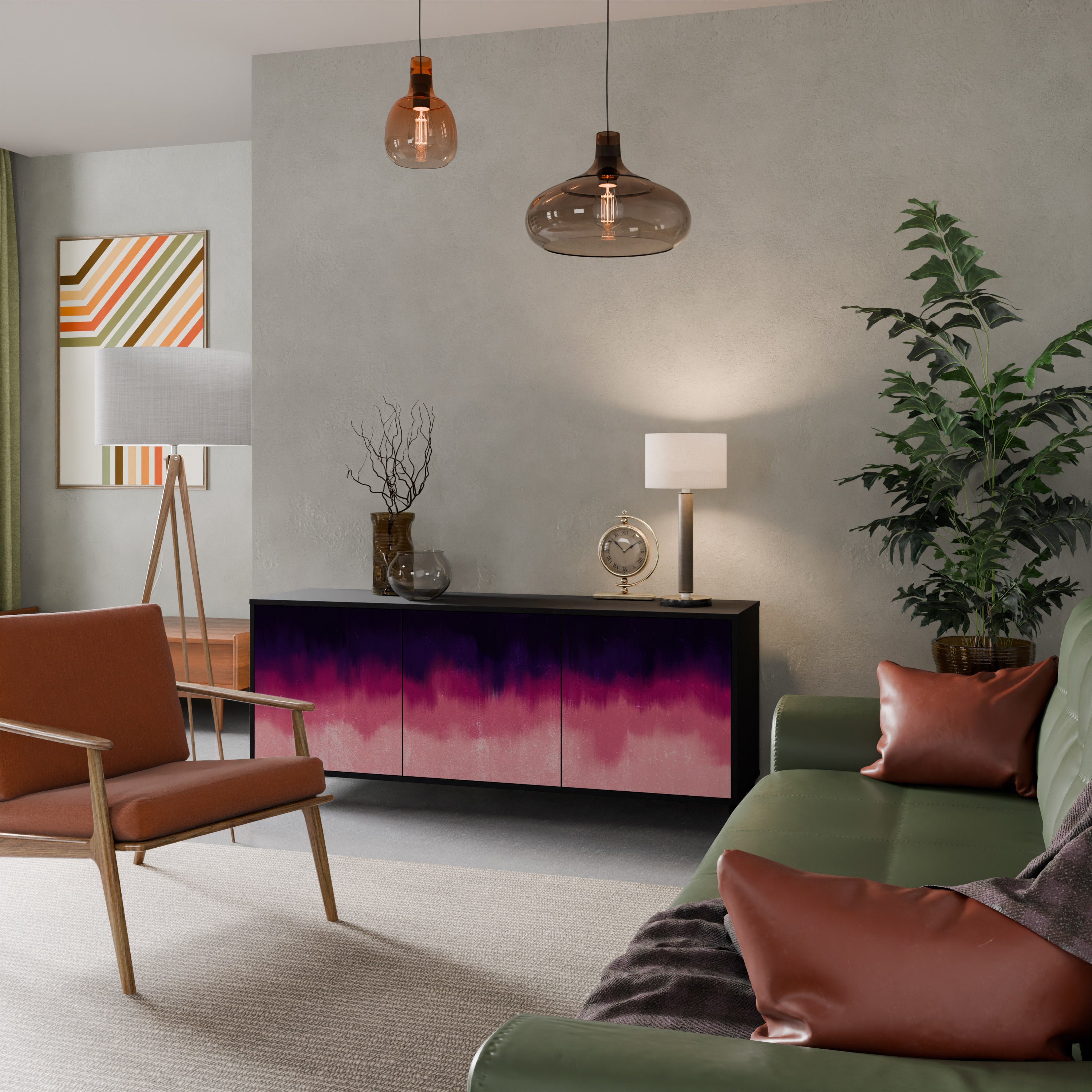 Aparador AURORA BOREALIS de 3 puertas en acabado negro