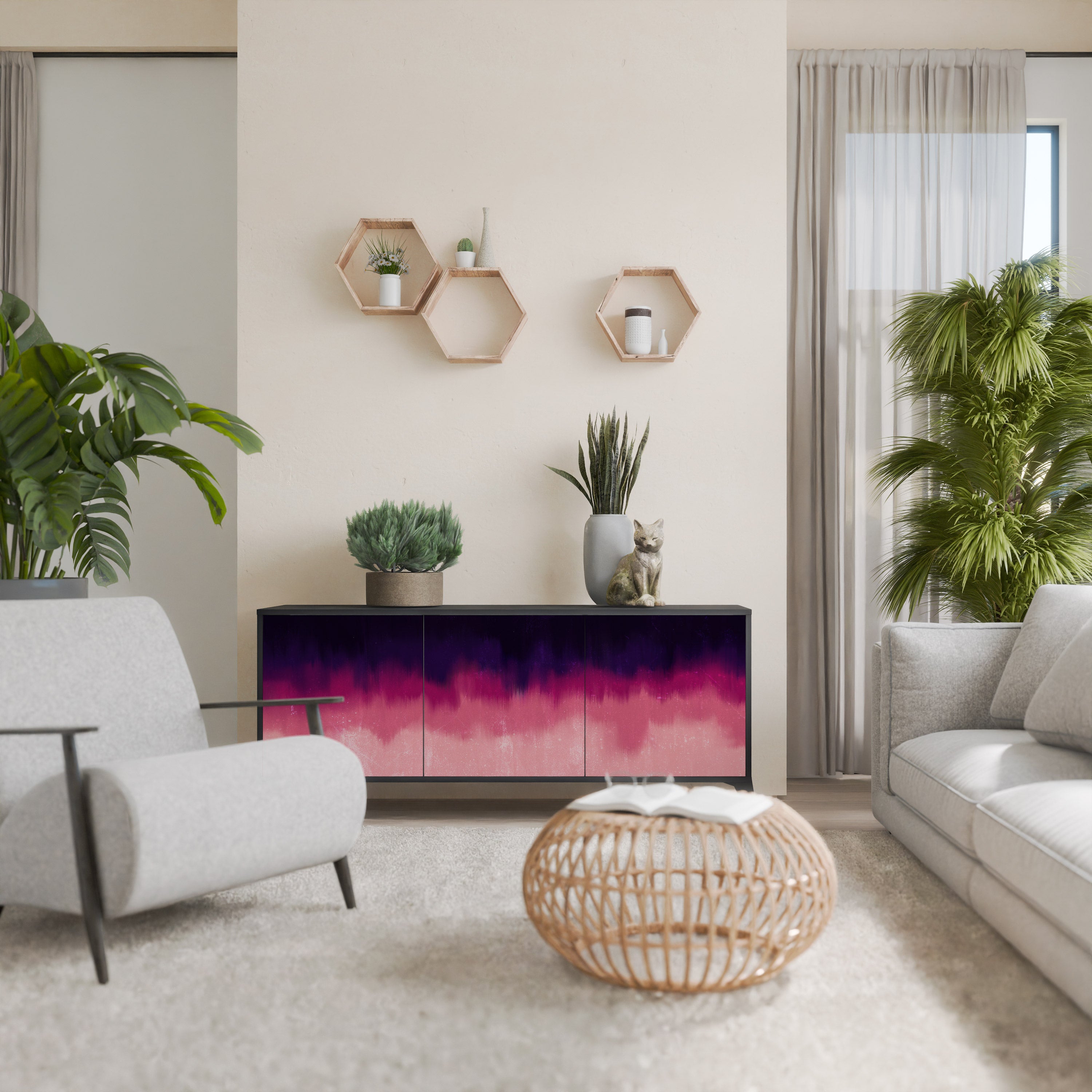 Aparador AURORA BOREALIS de 3 puertas en acabado negro