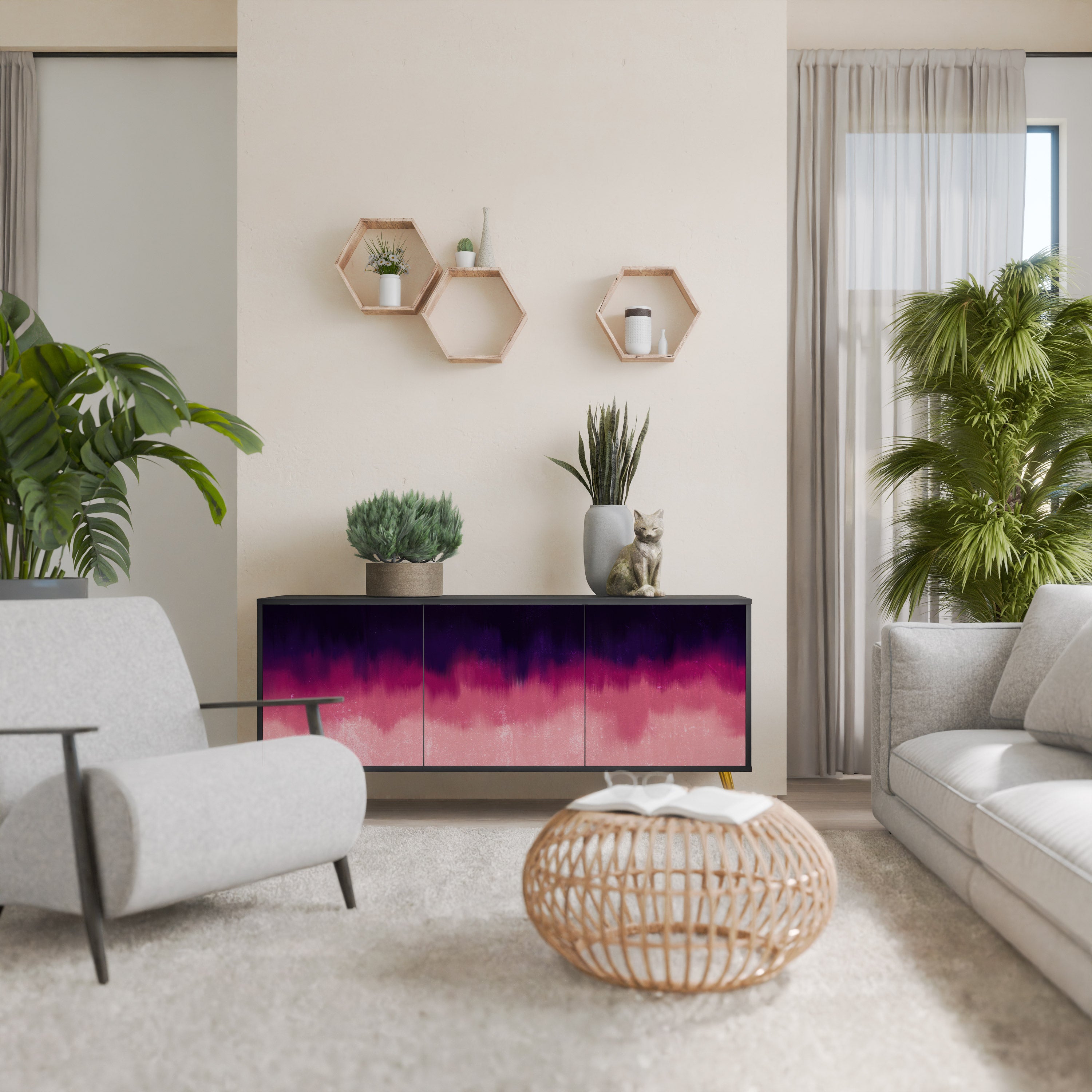 Aparador AURORA BOREALIS de 3 puertas en acabado negro