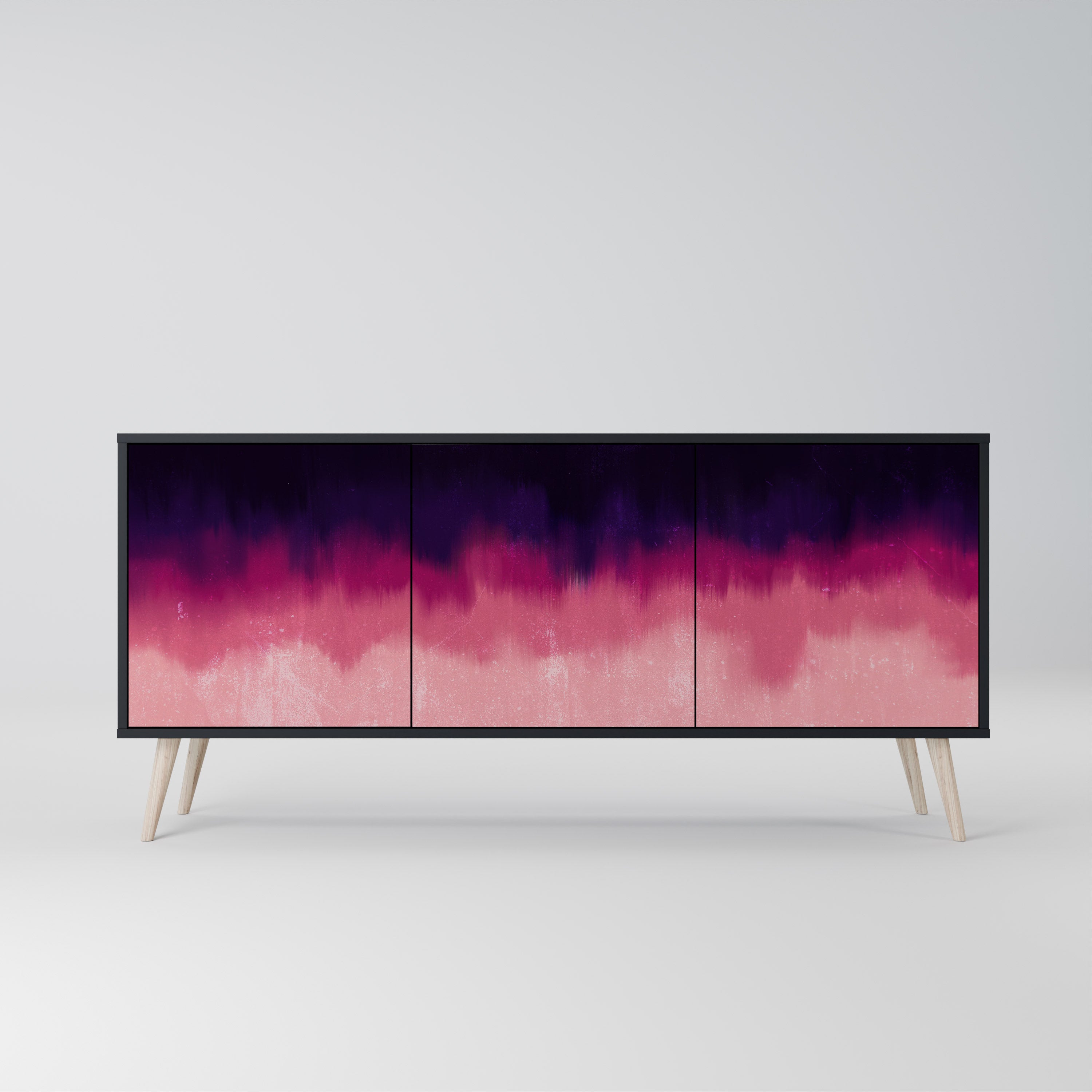 Aparador AURORA BOREALIS de 3 puertas en acabado negro