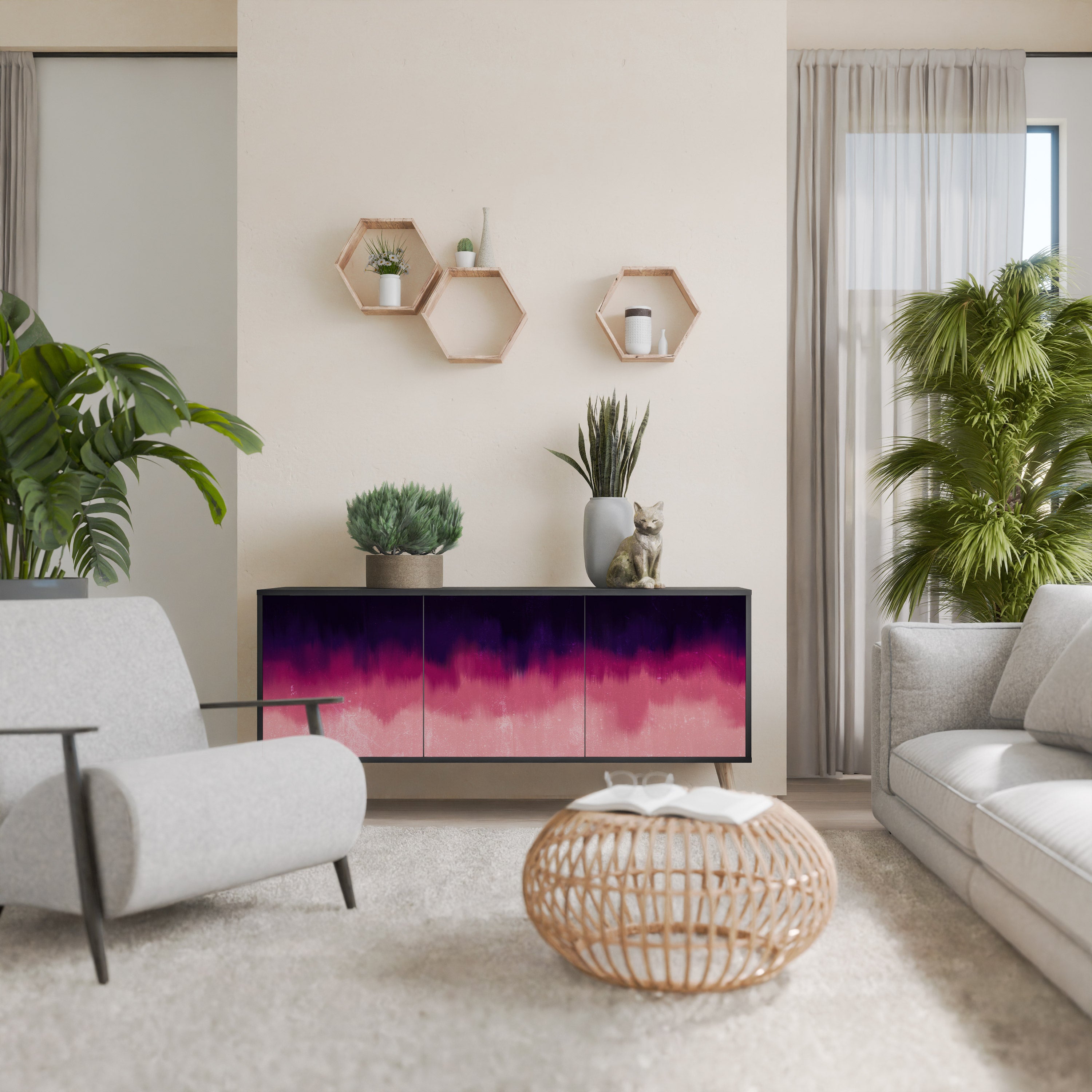 Aparador AURORA BOREALIS de 3 puertas en acabado negro