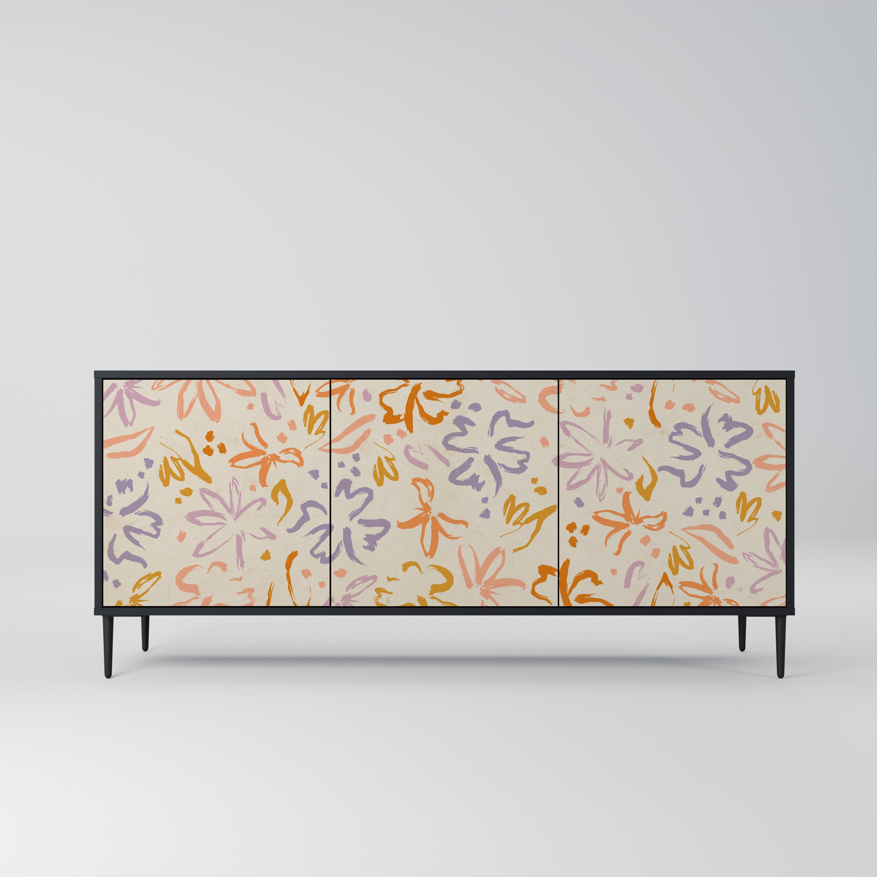 SPRING WHIMSY 3-Door Sideboard in Black Finish